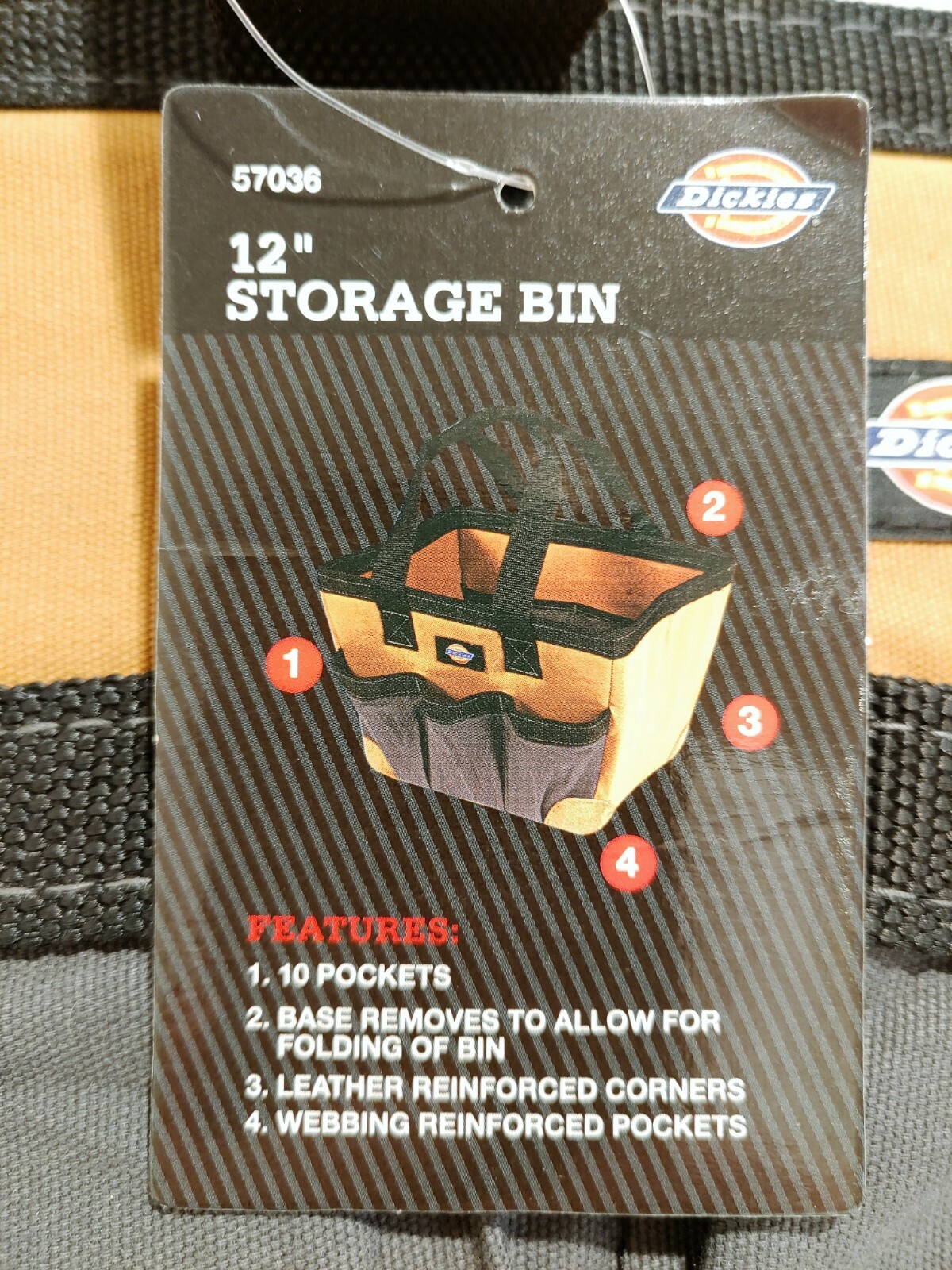 Dickies 12 Inch Durable Canvas Tool Tote Storage Bin Organizer Tan/Gray – 57036
