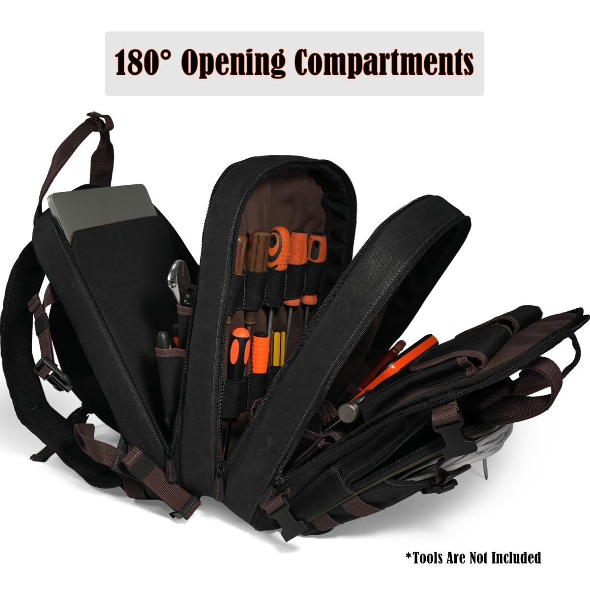 WELKINLAND 90-Pockets Electrician 8.3 x 12.2 x 17 inches, Black+brown