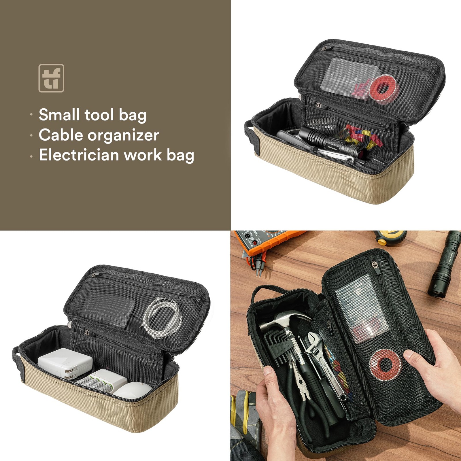 Heavy Duty Small Tool Bag Pouch Portable Utility Organizer Case Zipper Handle