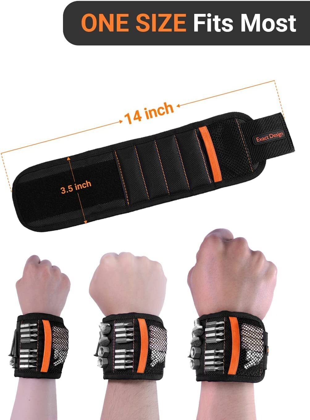 Magnetic Wristband Tool Belt with 8 Magnets to Hold Screws,Black
