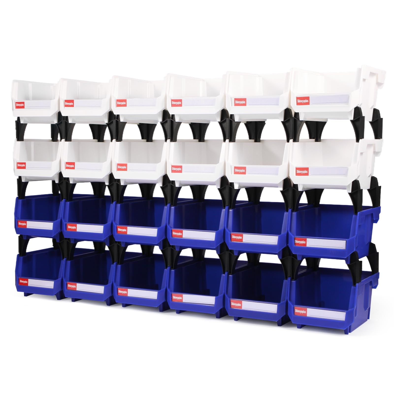 Shineyaplus Plastic Storage Bins 24 Packs, Space-Saving Stackable Parts Bins …