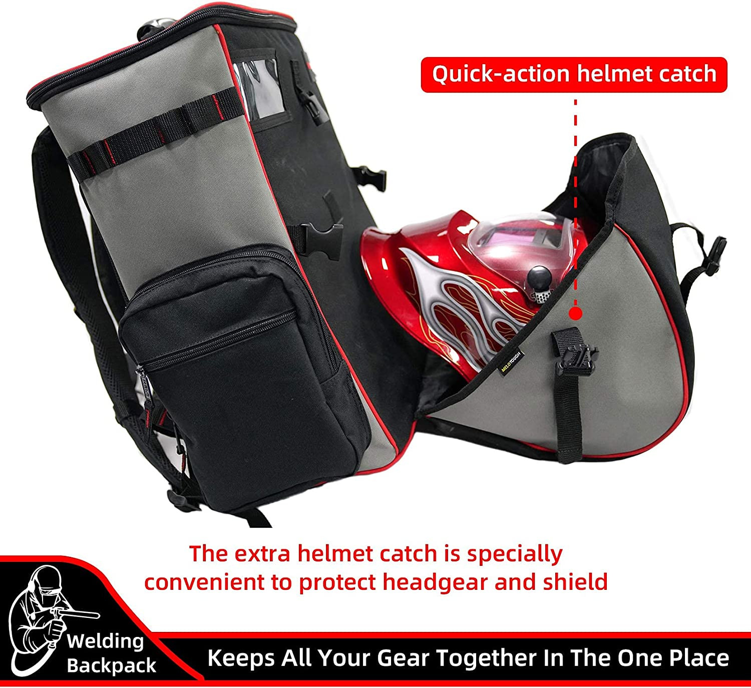 Welding Tool Backpack for Tools & Helmet Extreme Gear Pack Helmet Catch Lunch B