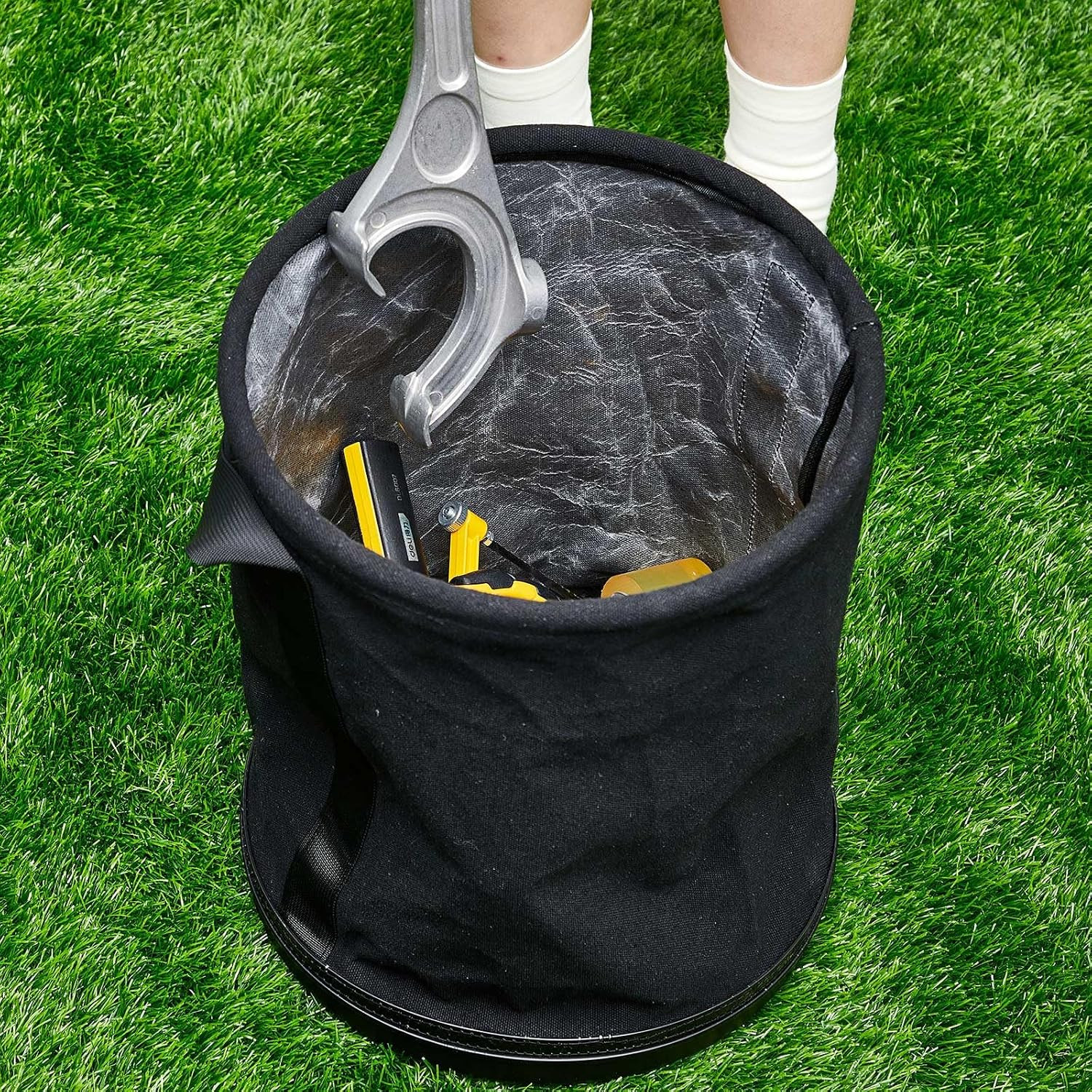 2 Pack Lineman Canvas Bucket Tool Bag, 15″ X 12, Black | Heavy Duty Electrician