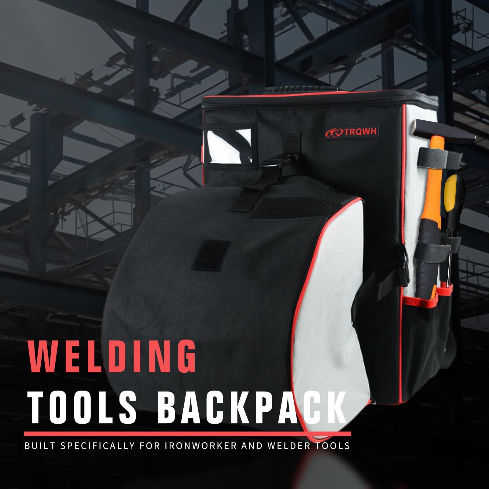 TRQWH Welder’s Backpack with Helmet Catch & Reinforced Bottom, Waterproof