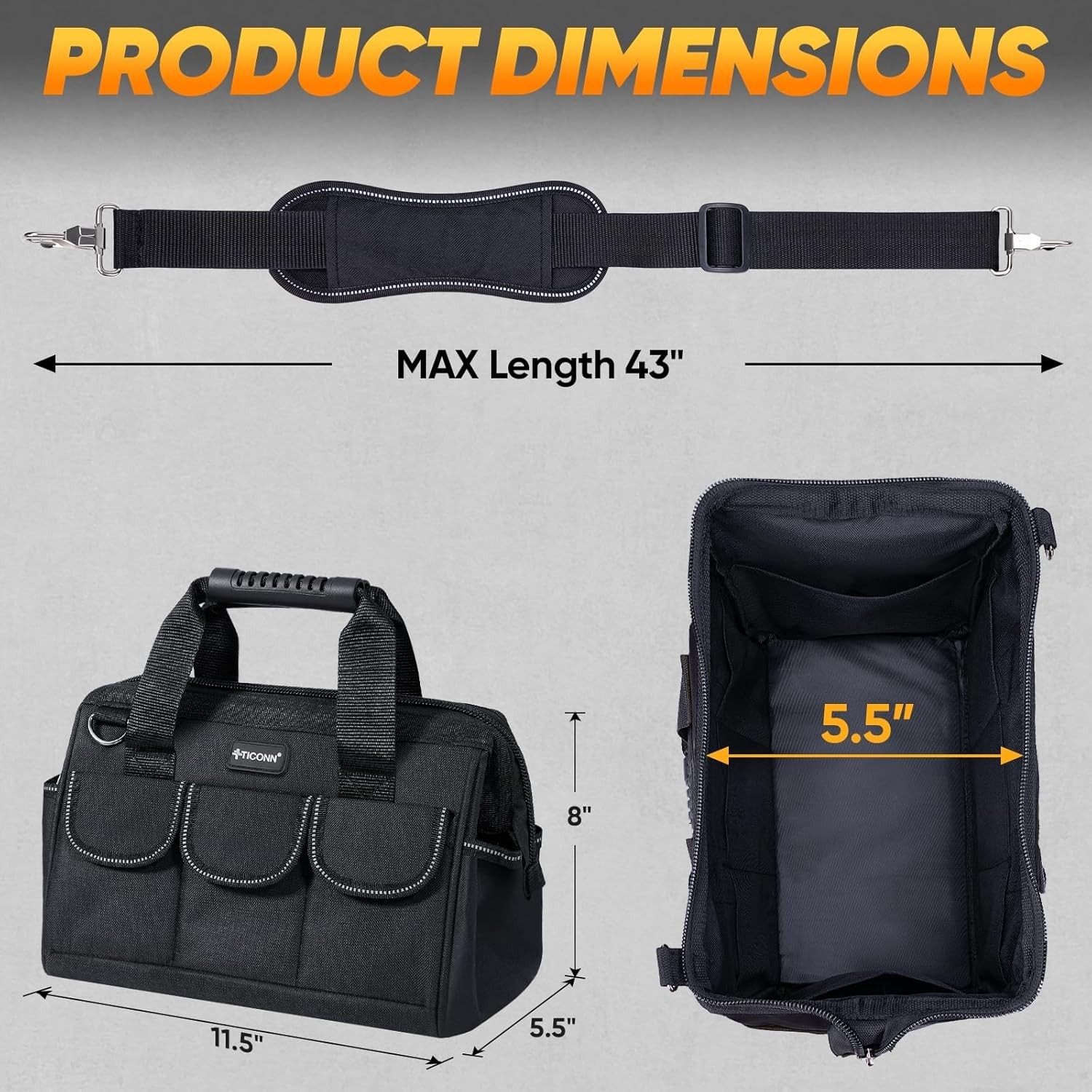 Heavy Duty Tool Bag with Multi-Pockets, Portable Tool Box Organizer Storage B…