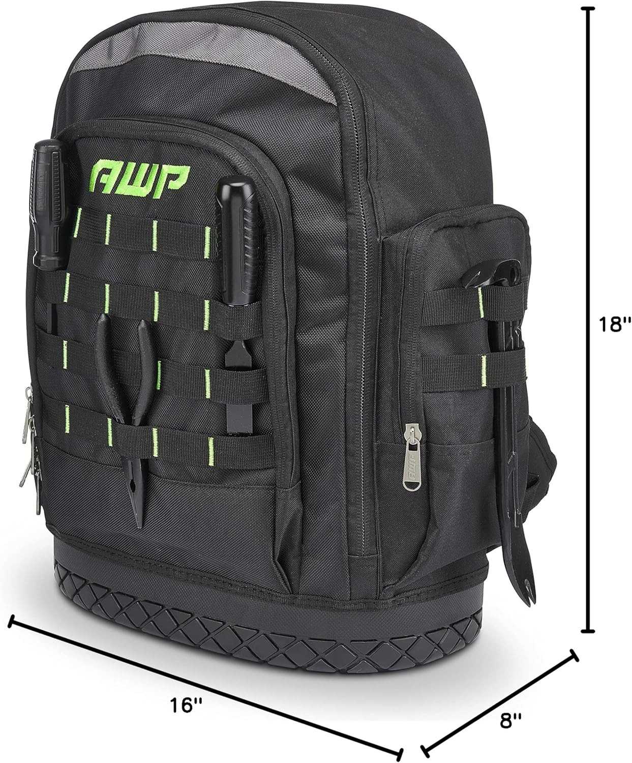 Extreme Tool Backpack, Rugged Polyester Jobsite Backpack with Waterproof Molded