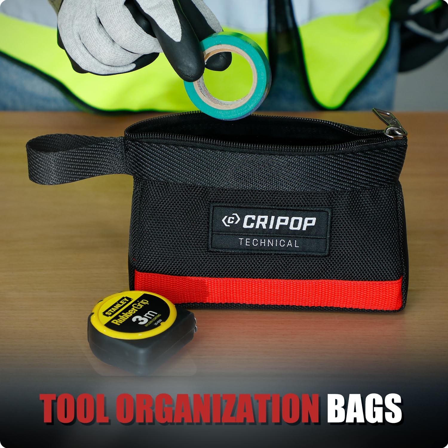 2 Pack Stand-Up Zipper Bag Tool Pouch, 7.5-Inch and 14-Inch Small Tool Bags w…