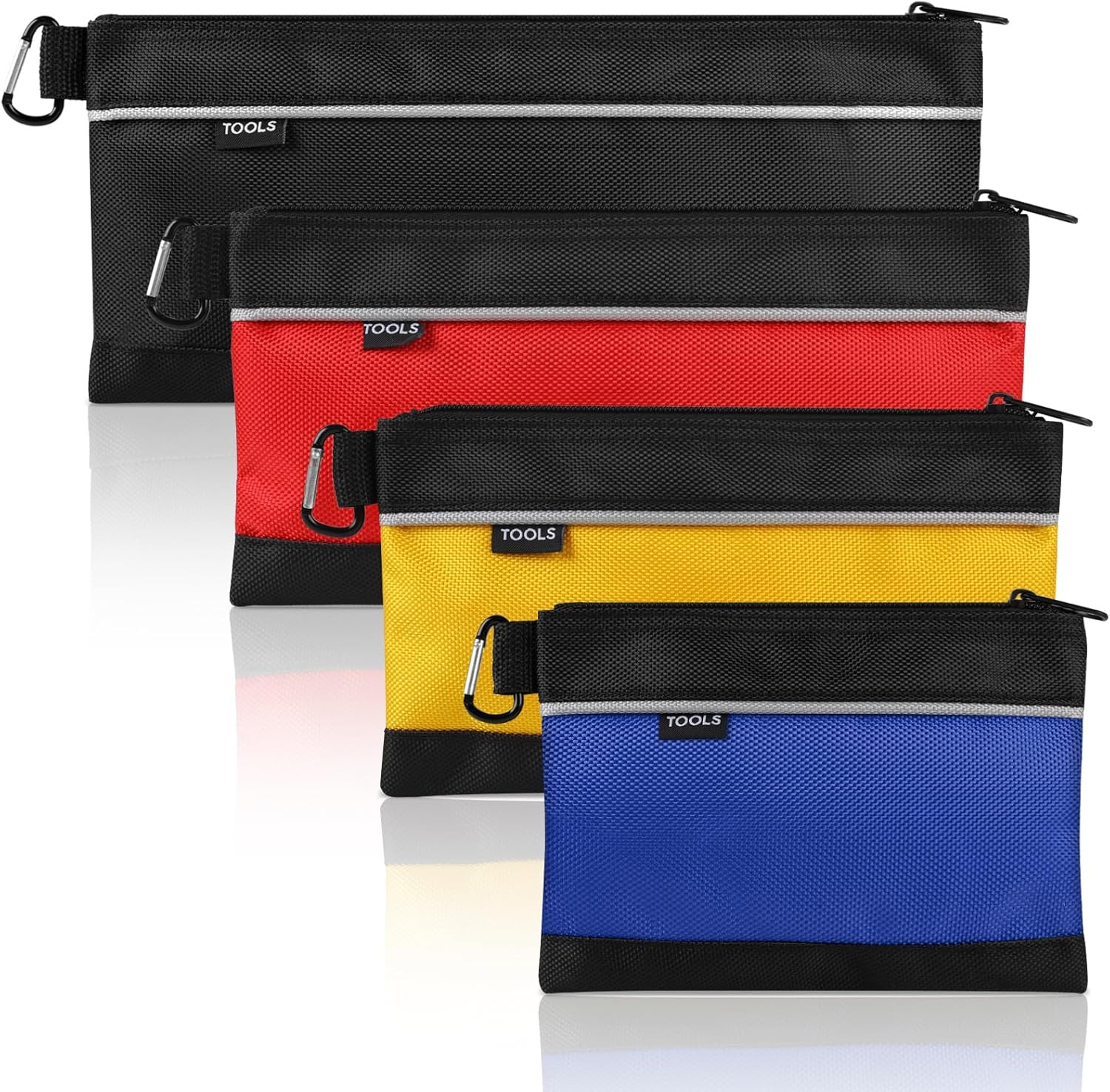 4 Pack Tool Pouch, Small Tool Bag with Zipper, 1680D Oxford Waterproof Multipurp
