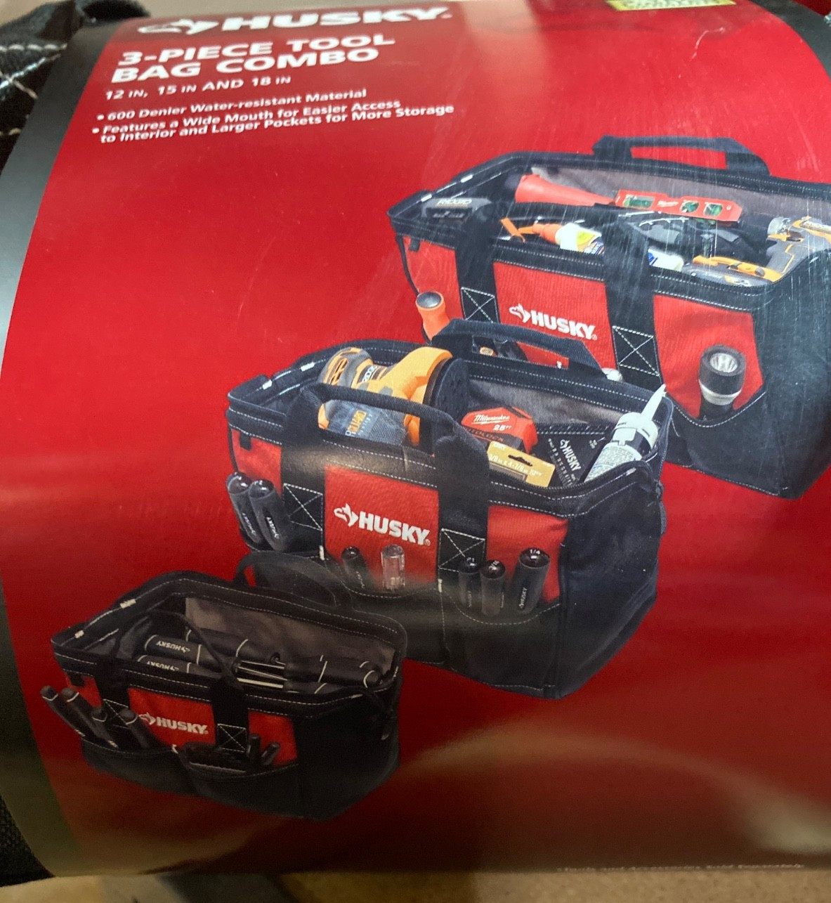 Husky 3 Tool Bag Combo Set -12″ , 15″ , And 18″ Bags Water Resistant NEW
