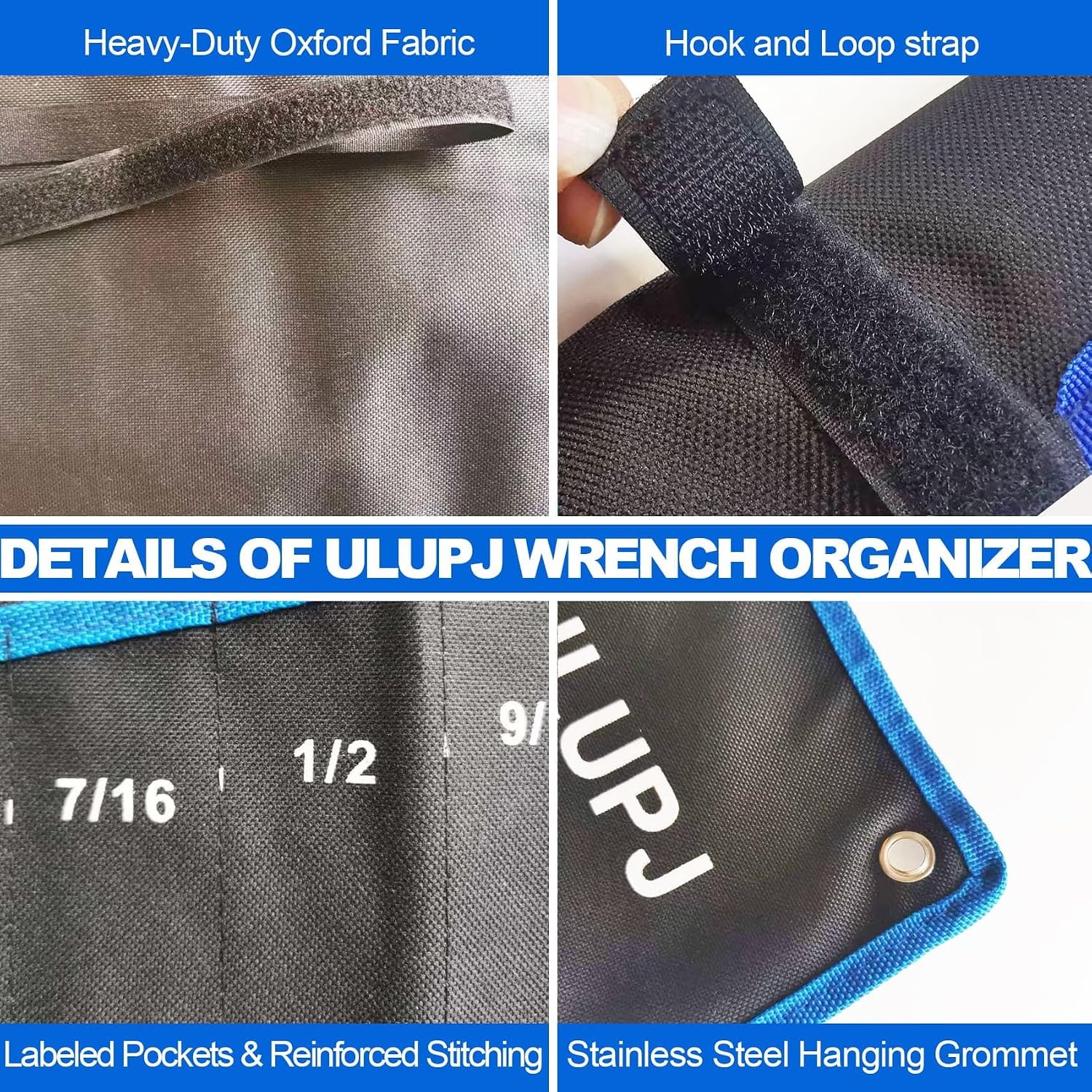 2PC Wrench Roll Up Pouch Tool Organizer 13 SAE 14 Metric 600D Oxford Storage Bag