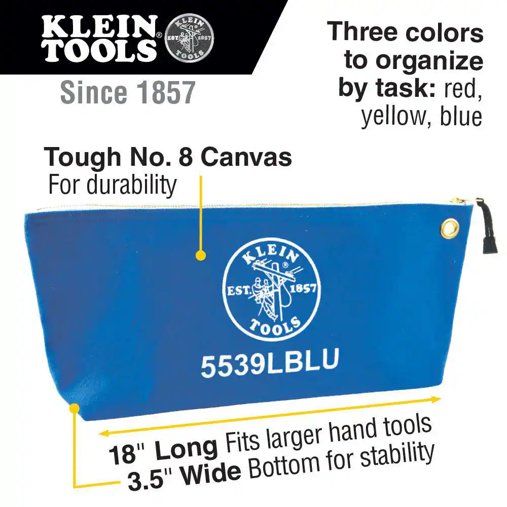 18 In. Canvas Tool Bag with Zipper in Assorted Colors (3-Pack)