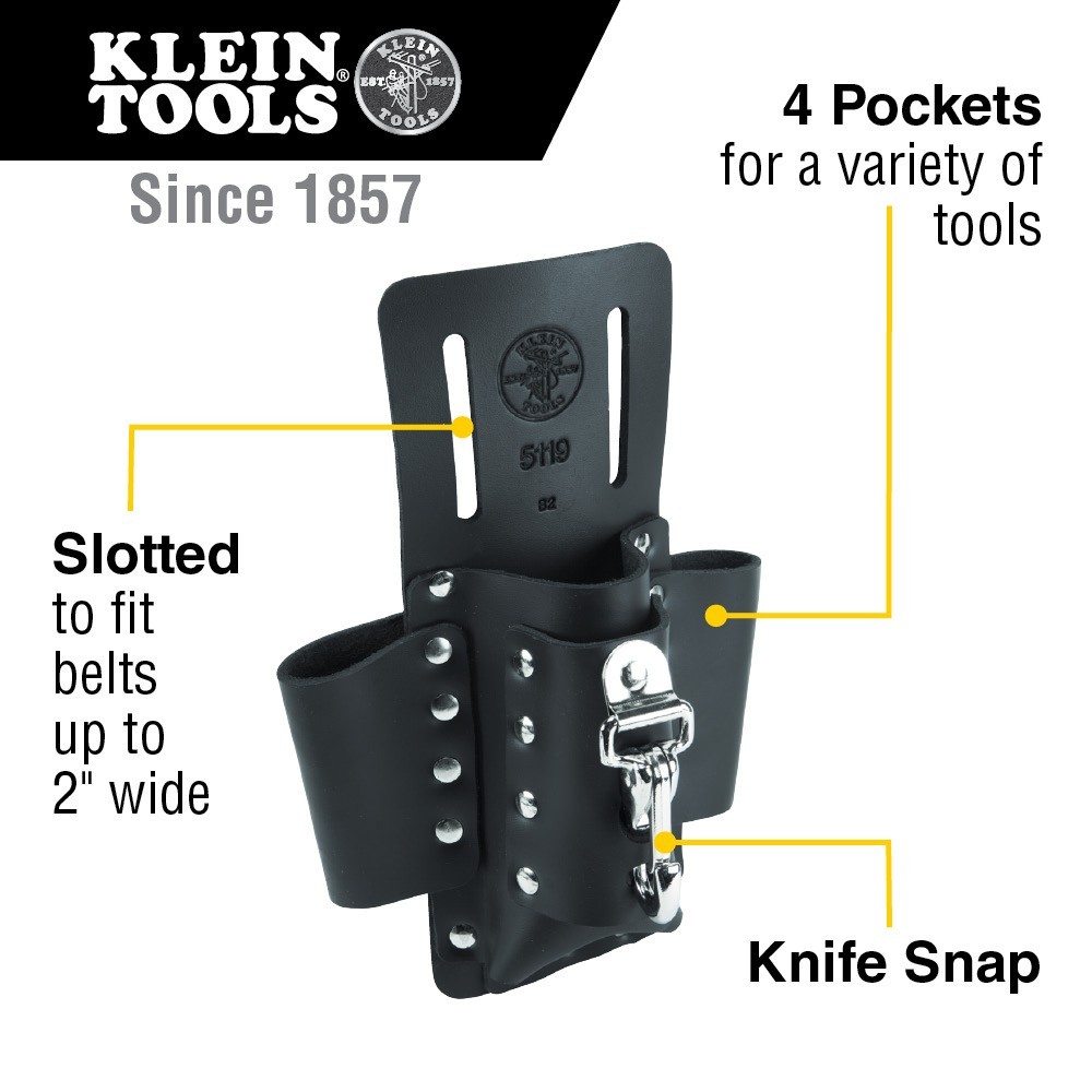 Klein Tools 5119 Four Pocket Tool Pouch 6-1/2-Inch x 8-1/2-Inch