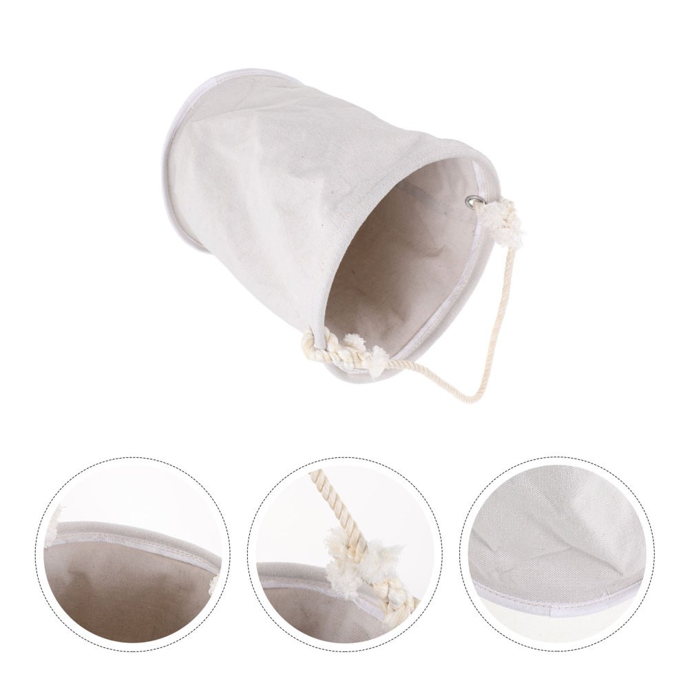 White Canvas Cylinder Tool Bucket Bag Durable Multipurpose Tool Organizer