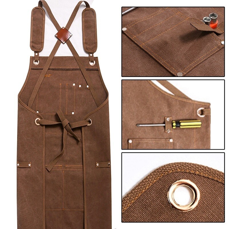Denim Canvas Apron Adjustable Strap Work Apron For Wood Craft Man Artisan Garden