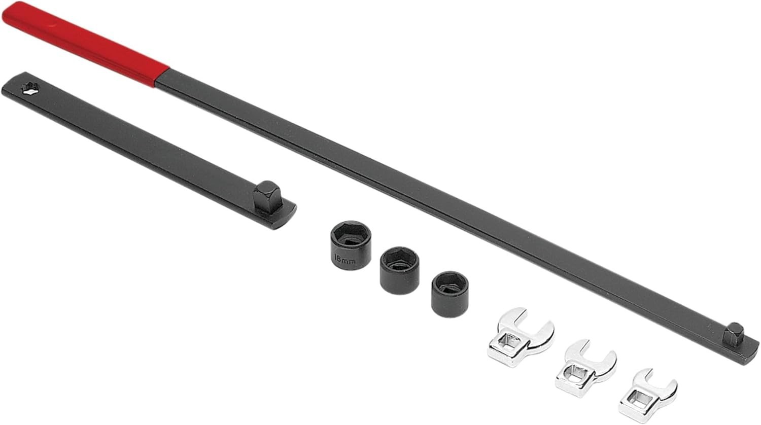 Versatile 8pc Long Handle Serpentine Belt Tool Kit with Crowfoot Wrenches