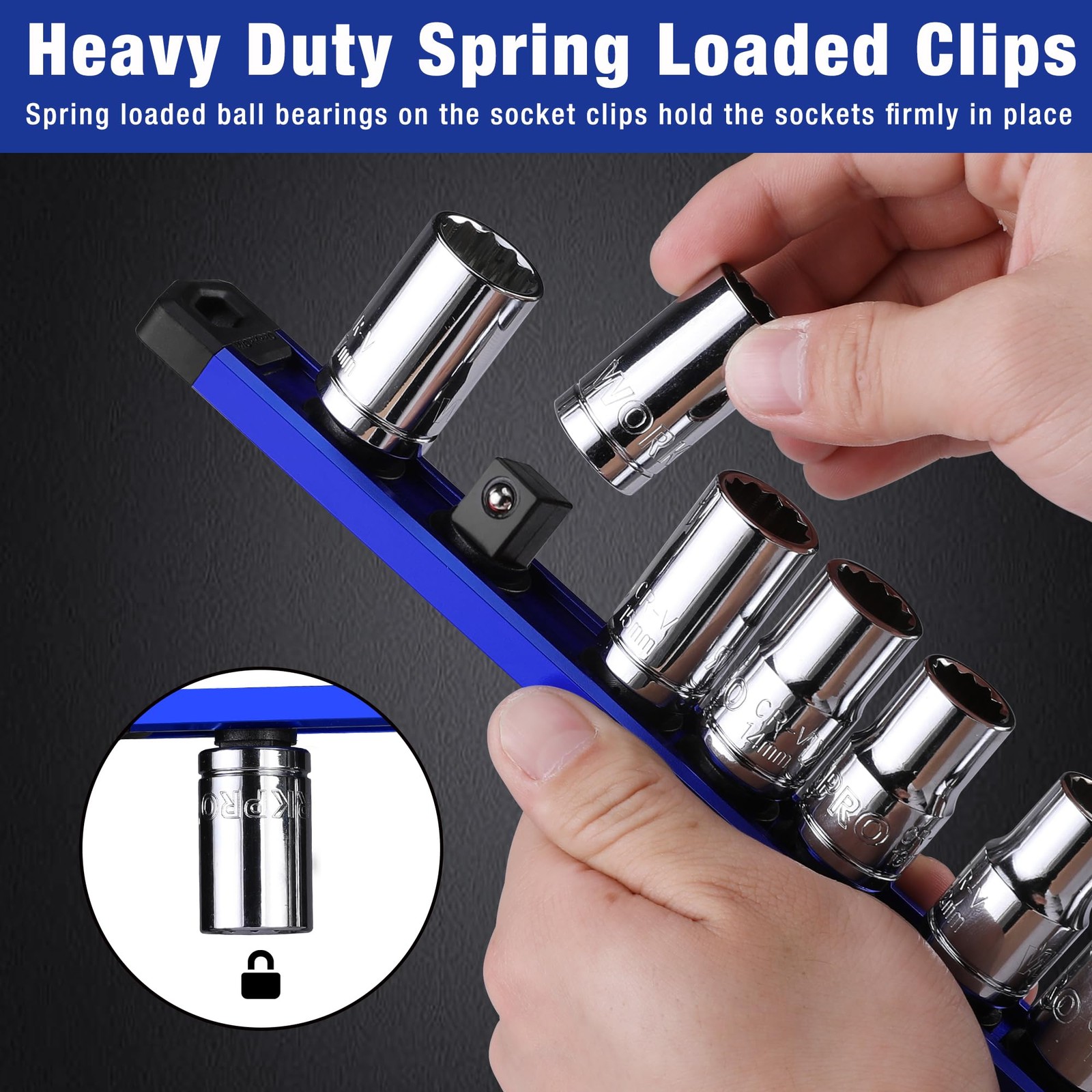 6 Piece Magnetic Socket Organizer Aluminum Socket Rail Holder 1/4″ 3/8″ 1/2″ Red
