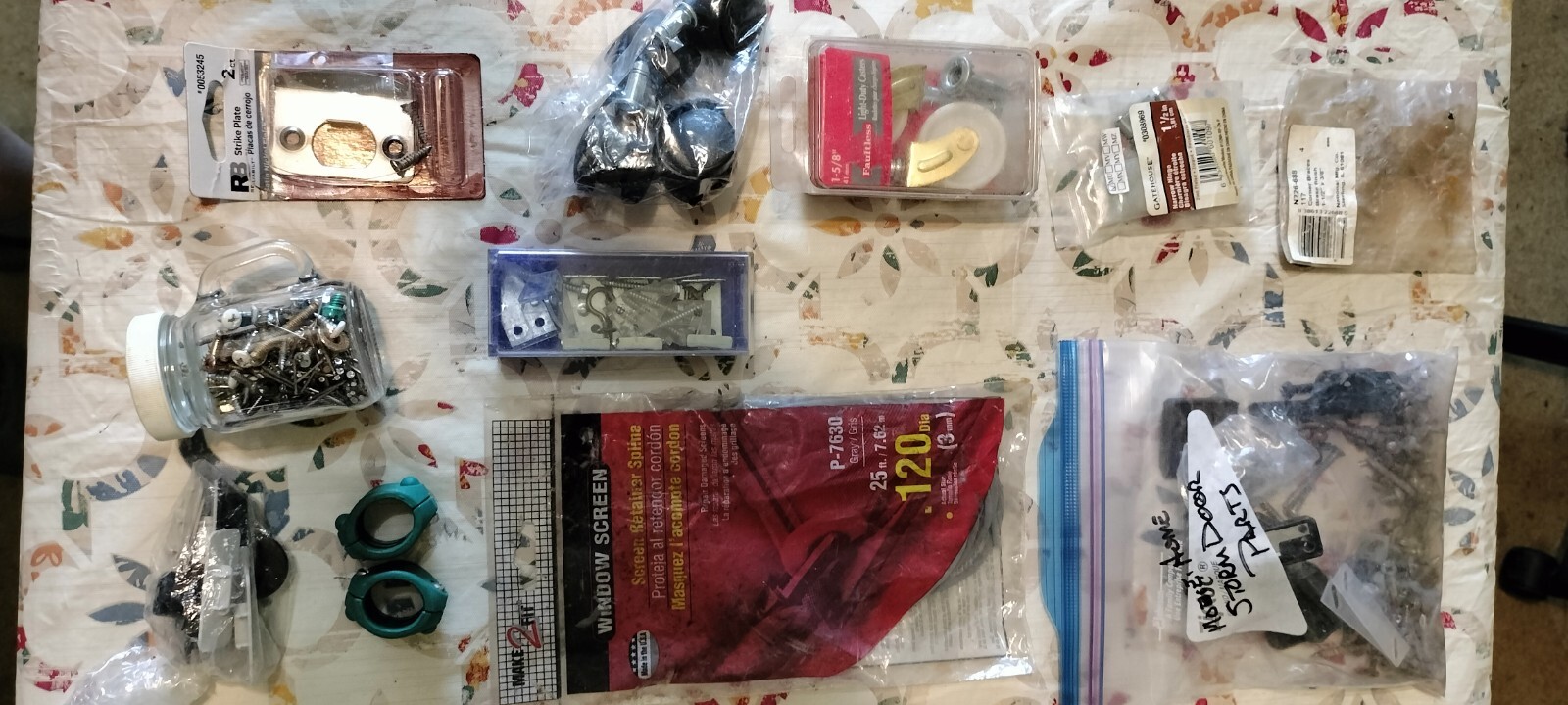Assorted household items with tool bag.