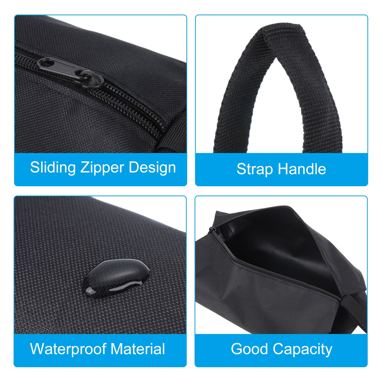 12″ Zipper Tool Pouch 2pcs Multipurpose Tool Bag Waterproof Tote Bag, Black Grey