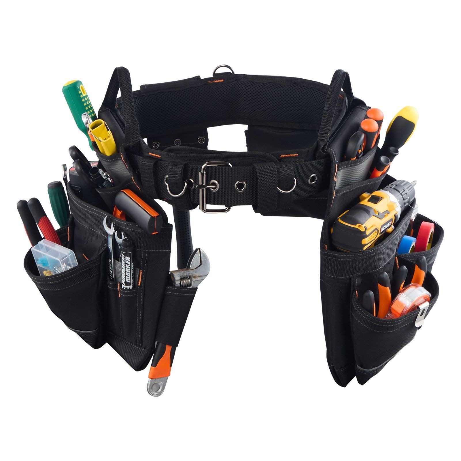 Efficient 18-Pocket Builder Belt with Anti-Slip 600D Outer Layer