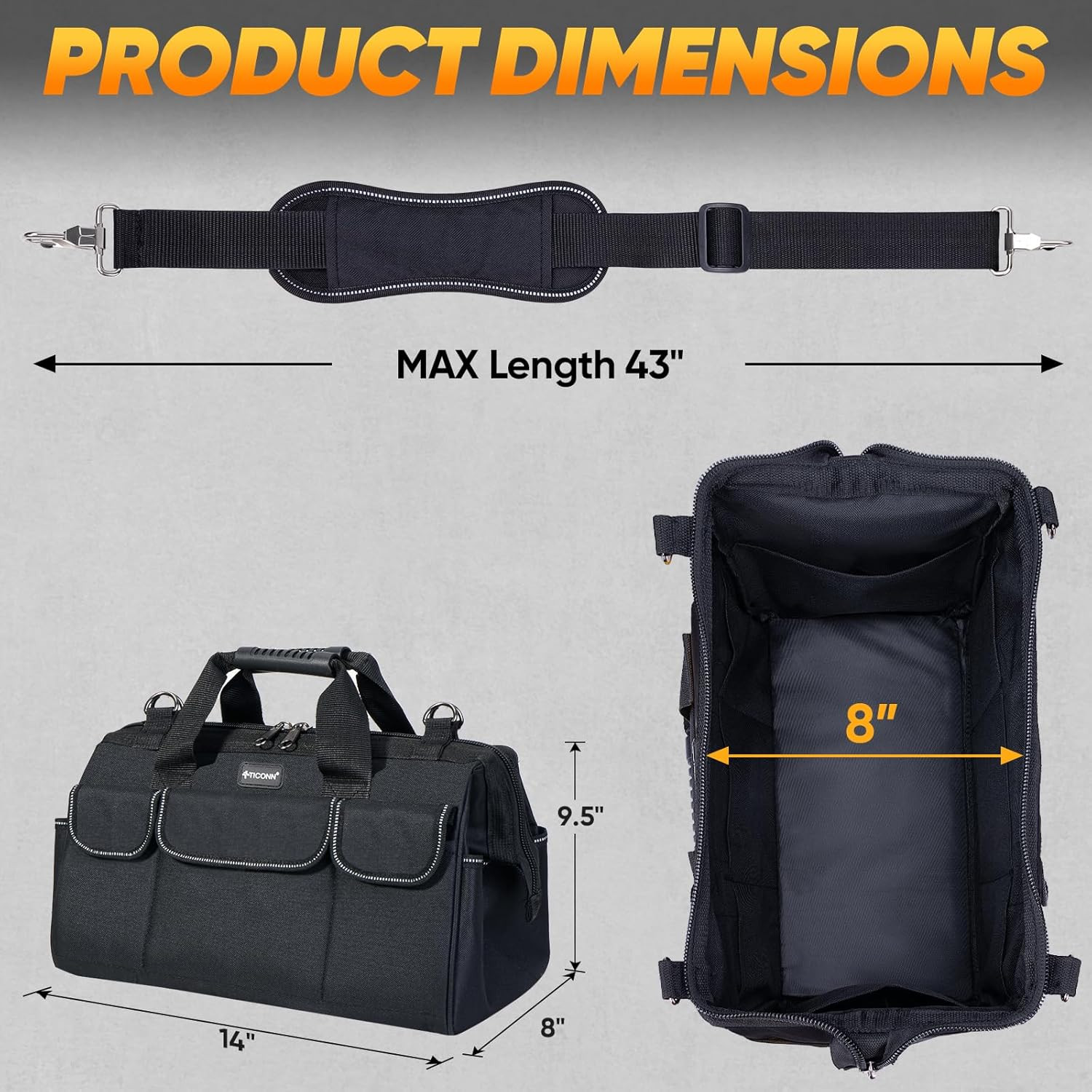 Heavy Duty Tool Bag with Multi-Pockets, Portable Tool Box Organizer Storage Bag,