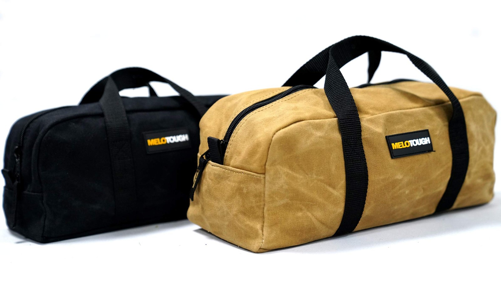 MELOTOUGH Waxed Canvas Utility Tool 14 in Tote Bag (2pack), Black & Tan