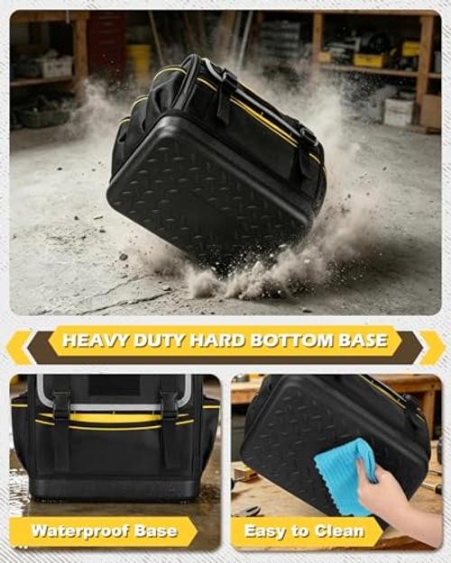 12-Inch Tool Bag with Hard Bottom, Electrician Tool Box Organizer with