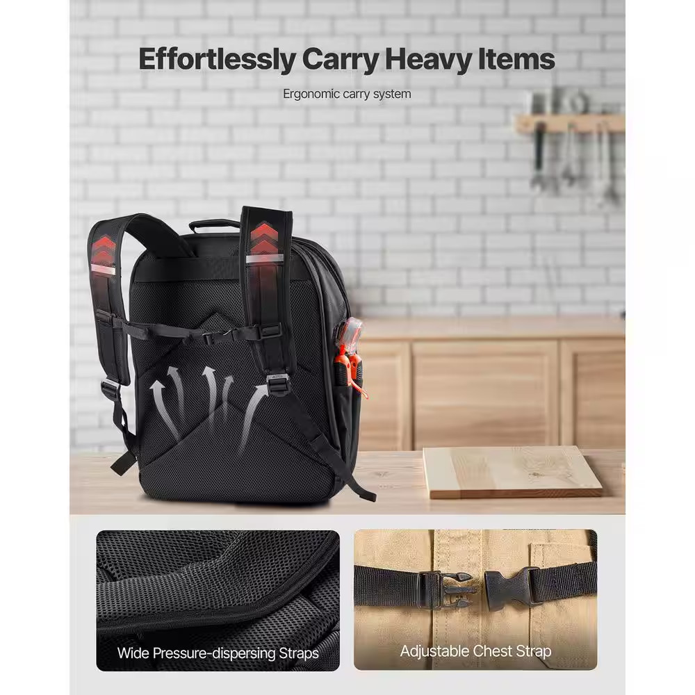 Tool Backpack, 45 Pockets, Heavy-Duty Tools Storage Organizer Work Bags with Lap