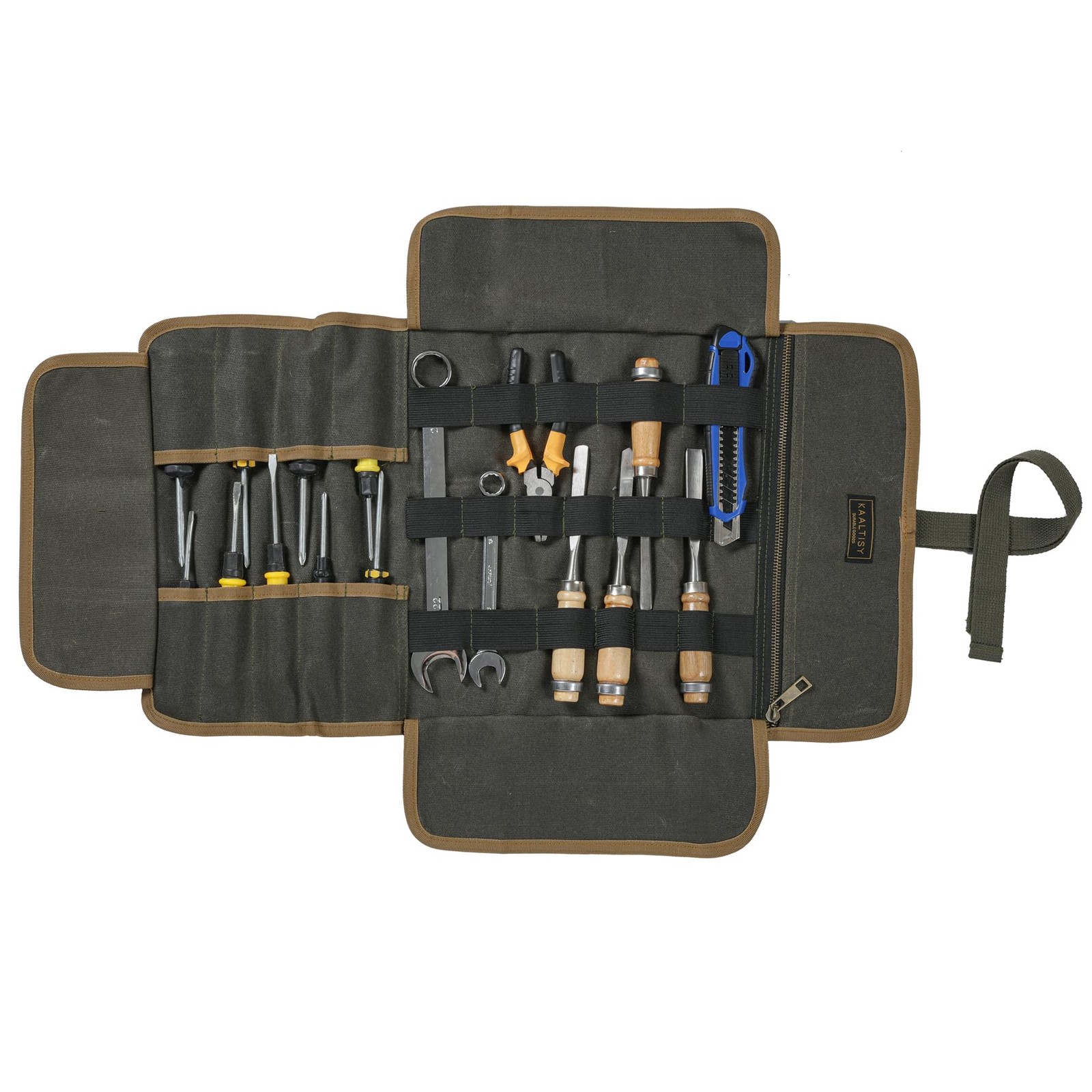 Canvas Tool Roll, 16OZ Waxed Carrier Roll – ArmyGreen