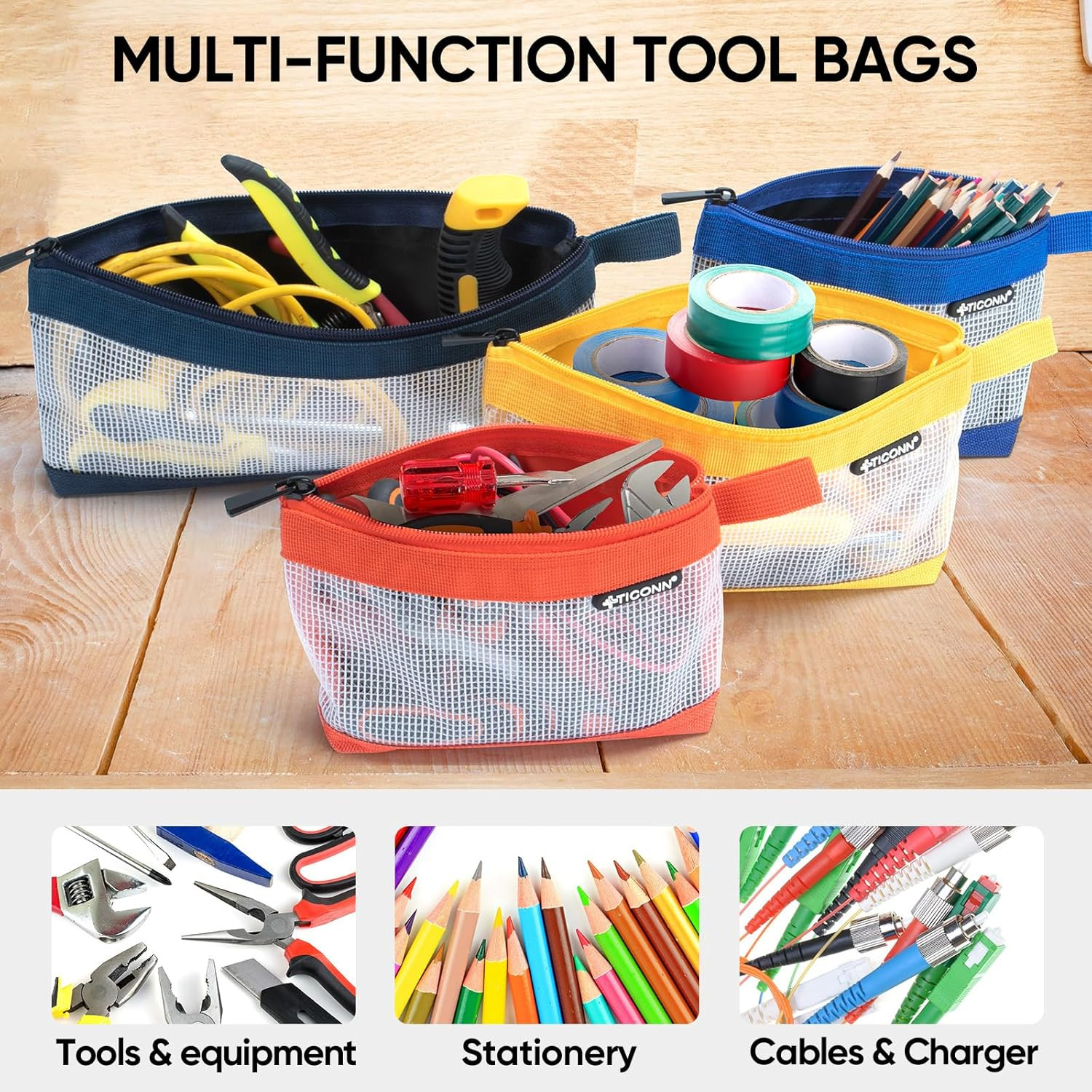 Tool Pouch, 1680D Oxford Small Tool Bag, Tool Pouches with Zipper, Clear Utility