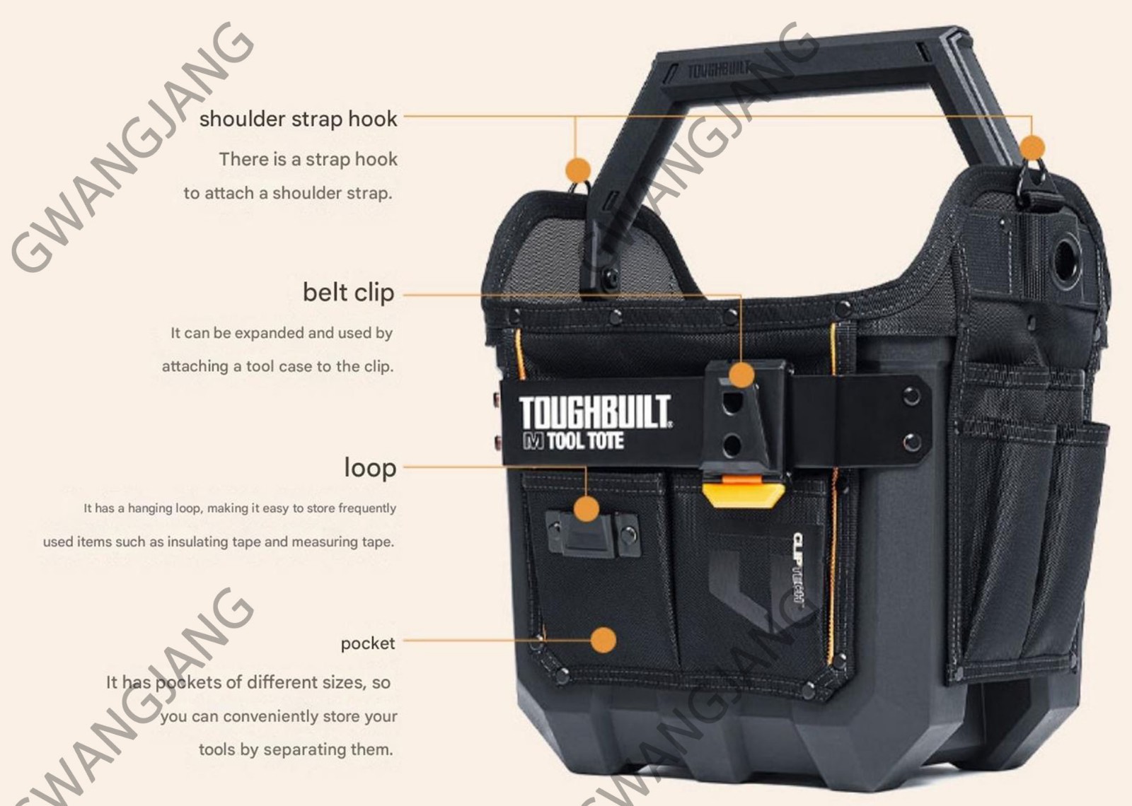 TOUGHBUILT TB-CT-82-12 Tool Pouch Durable Carrier Box Case Organizer Bag