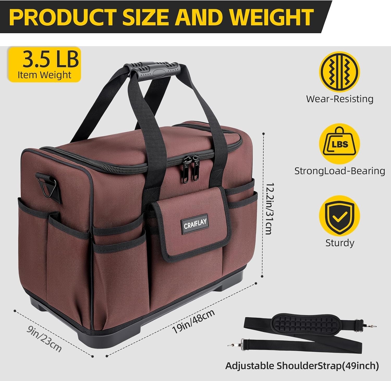 Adjustable 19” Tool Bag for Heavy-Duty Use – 30 Compartments for Quick Access