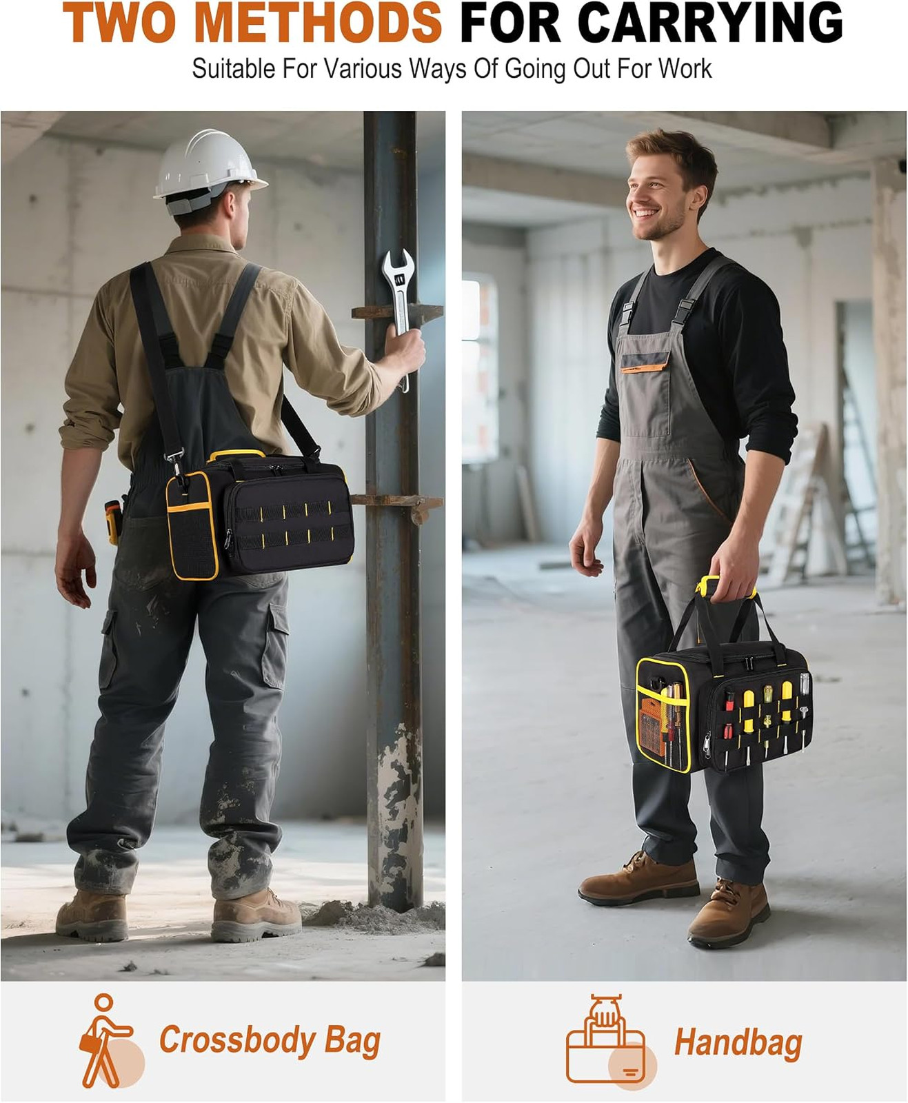 Tool Bag Heavy Duty 600D Polyester 12 Inch with Multiple Pockets Molle Straps