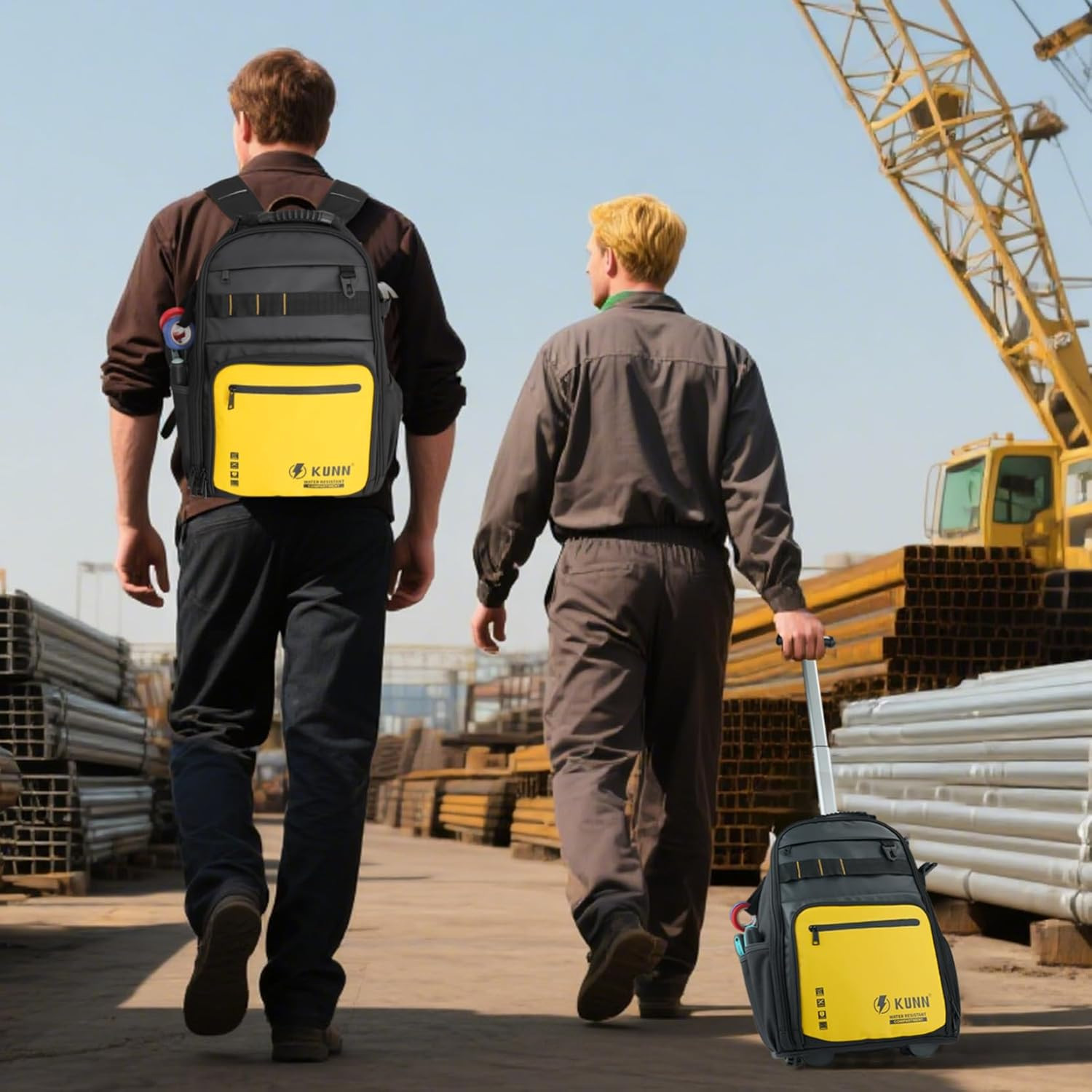 Waterproof Heavy Duty Tool Backpack with 47 Pockets – Yellow