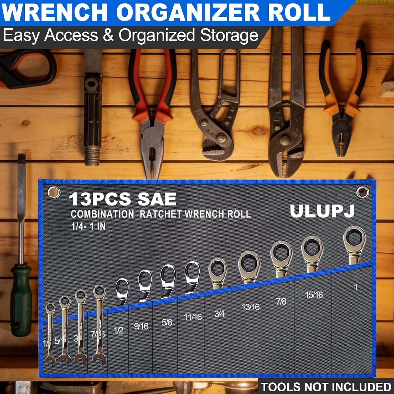 2PC Wrench Roll Up Pouch Tool Organizer 13 SAE 14 Metric 600D Oxford Storage Bag