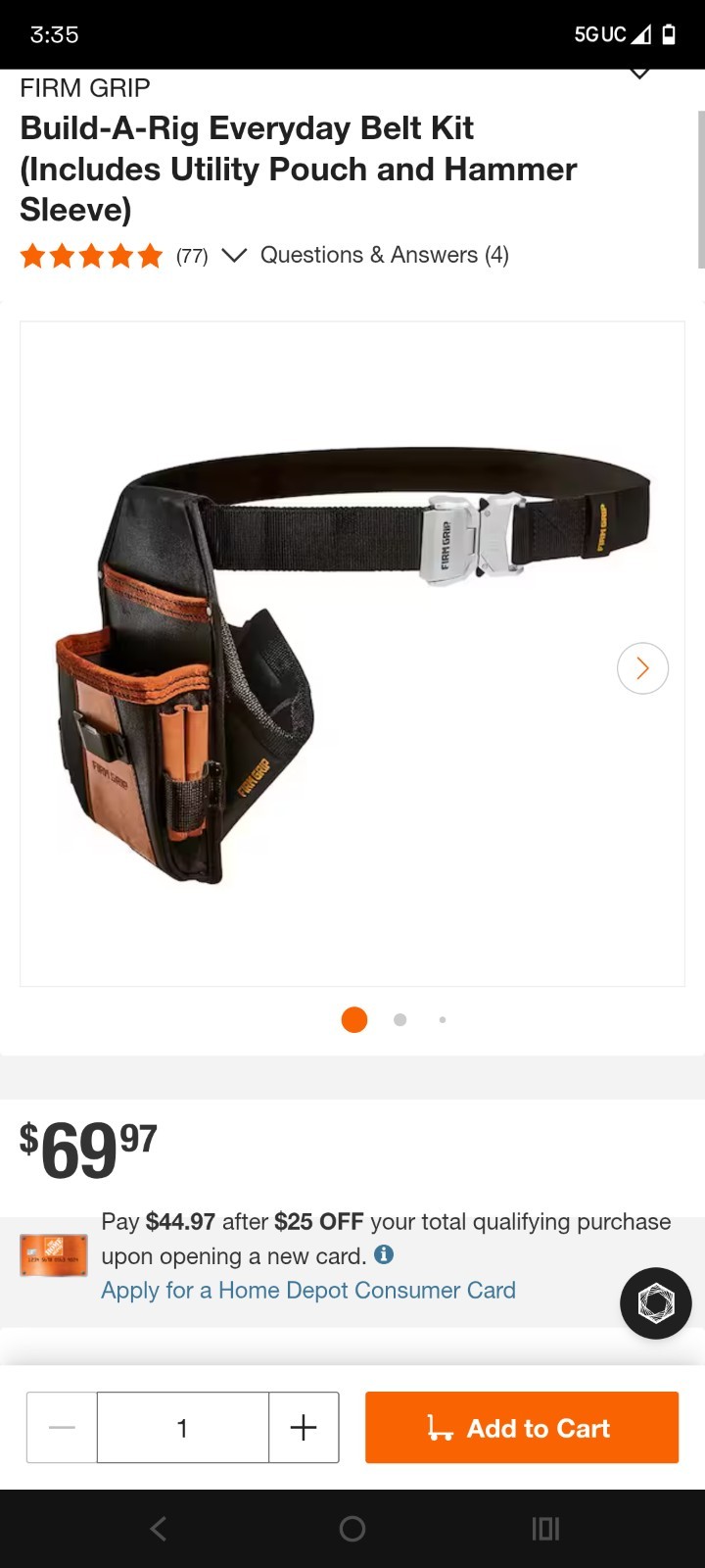 FIRM GRIP Build-A-Rig Everyday Belt Kit (Includes Pouch and Hammer Sleeve)