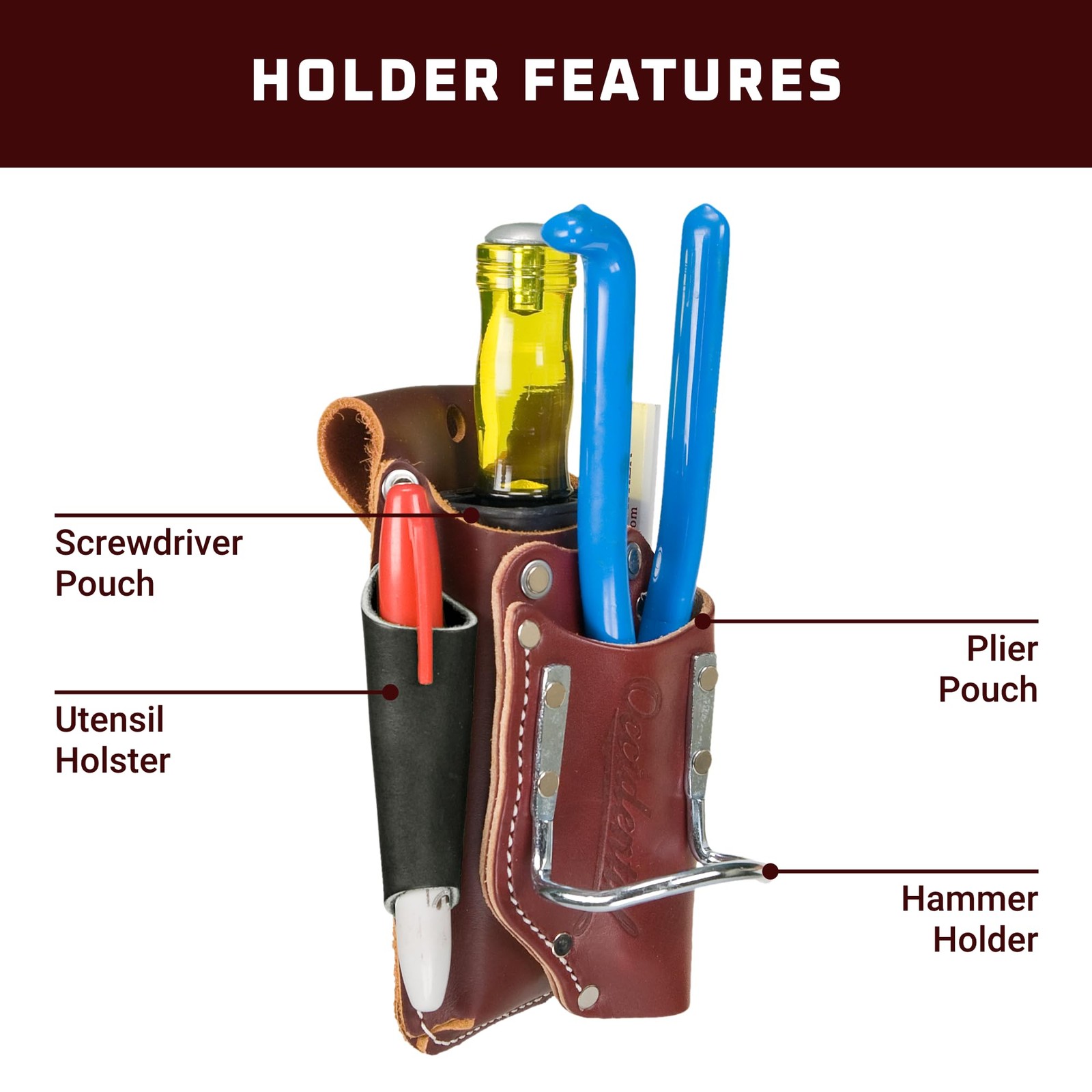 Occidental Leather 5-in-1 Tool Holder, OxyRed – Provides 5X the Tool Capacity…