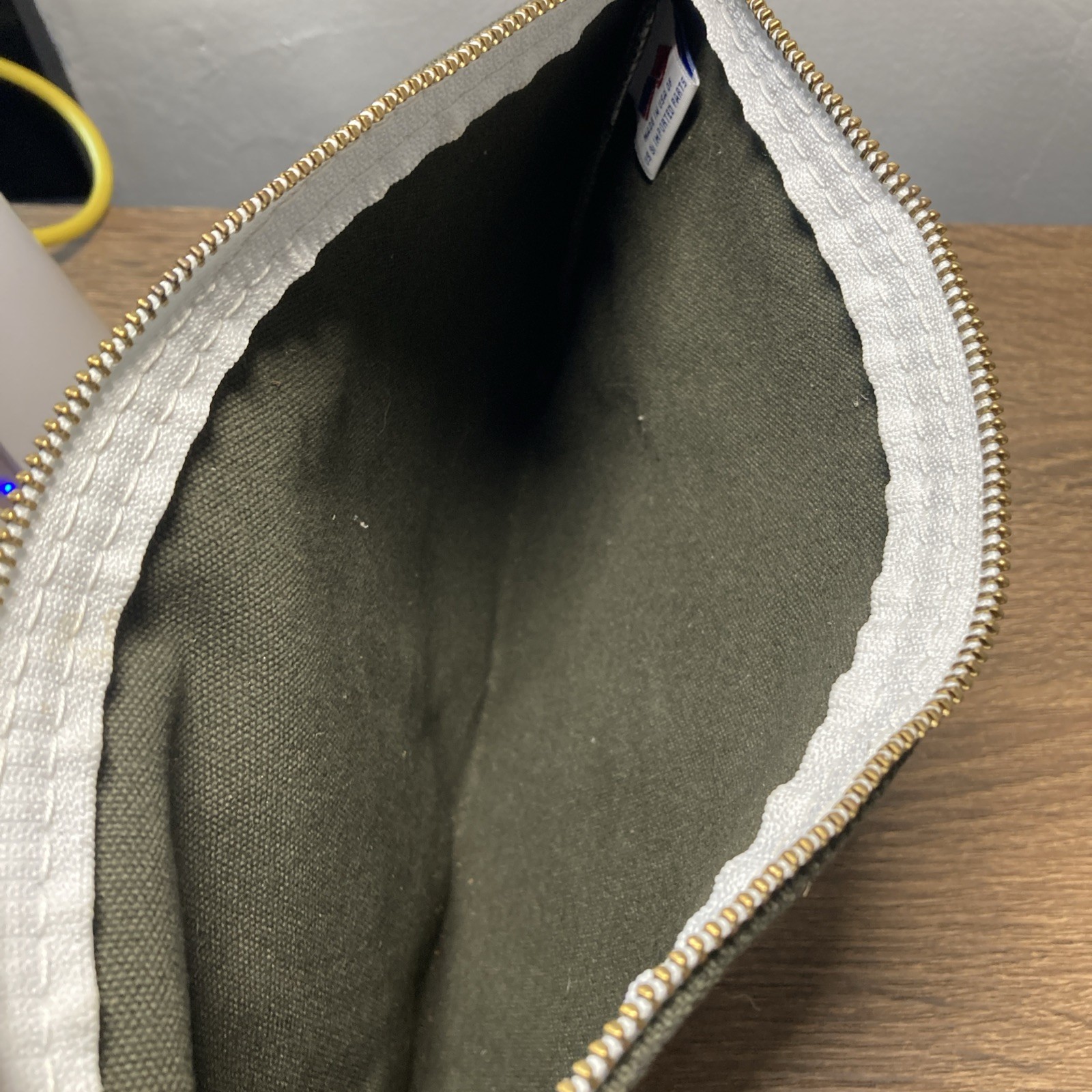 Klein Tools Brass Zipper Close Canvas Tool Pouch Olive/White 12”x7”