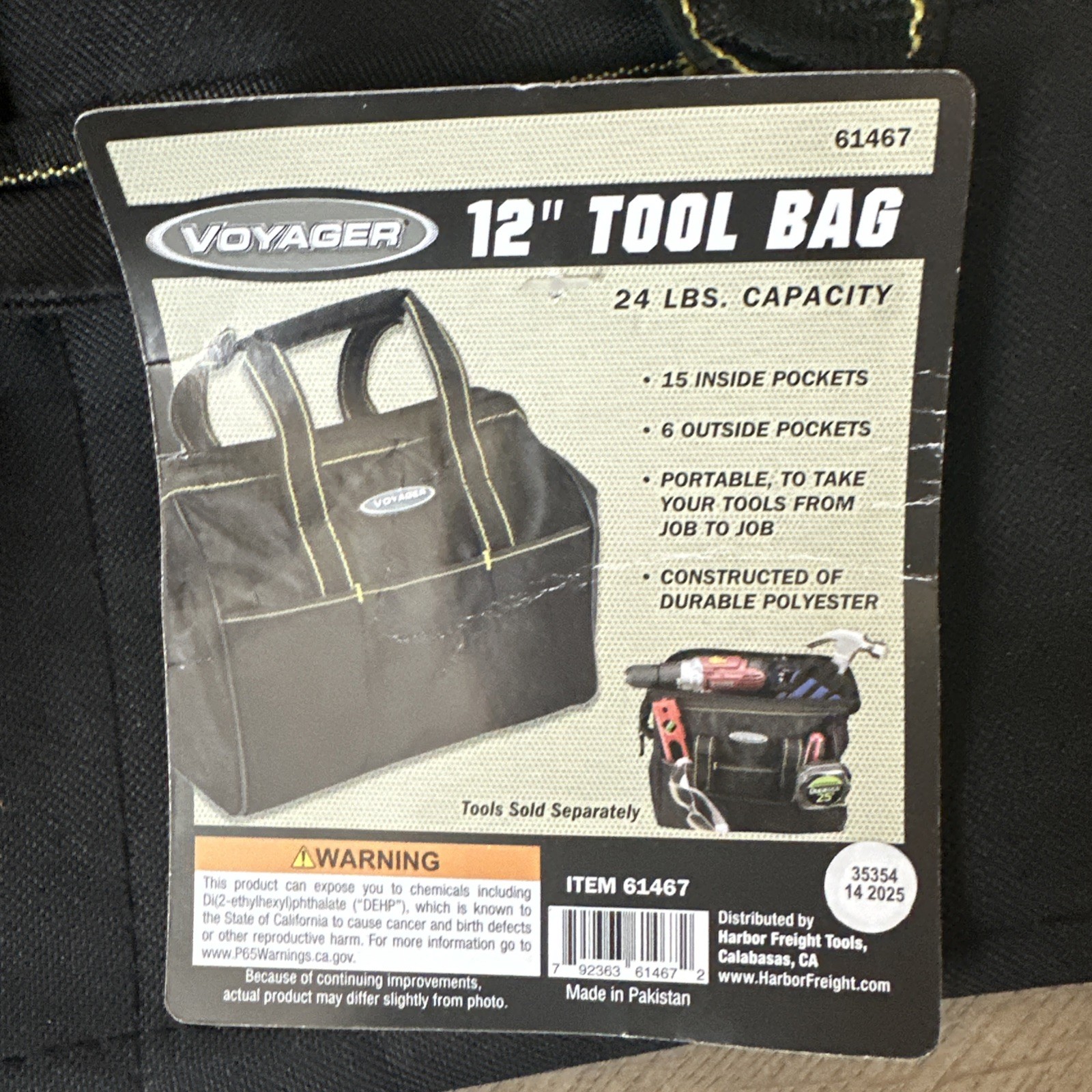 Voyager 12in Tool Bag – 21 pockets – 25 Lb. Capacity BLACK NWT