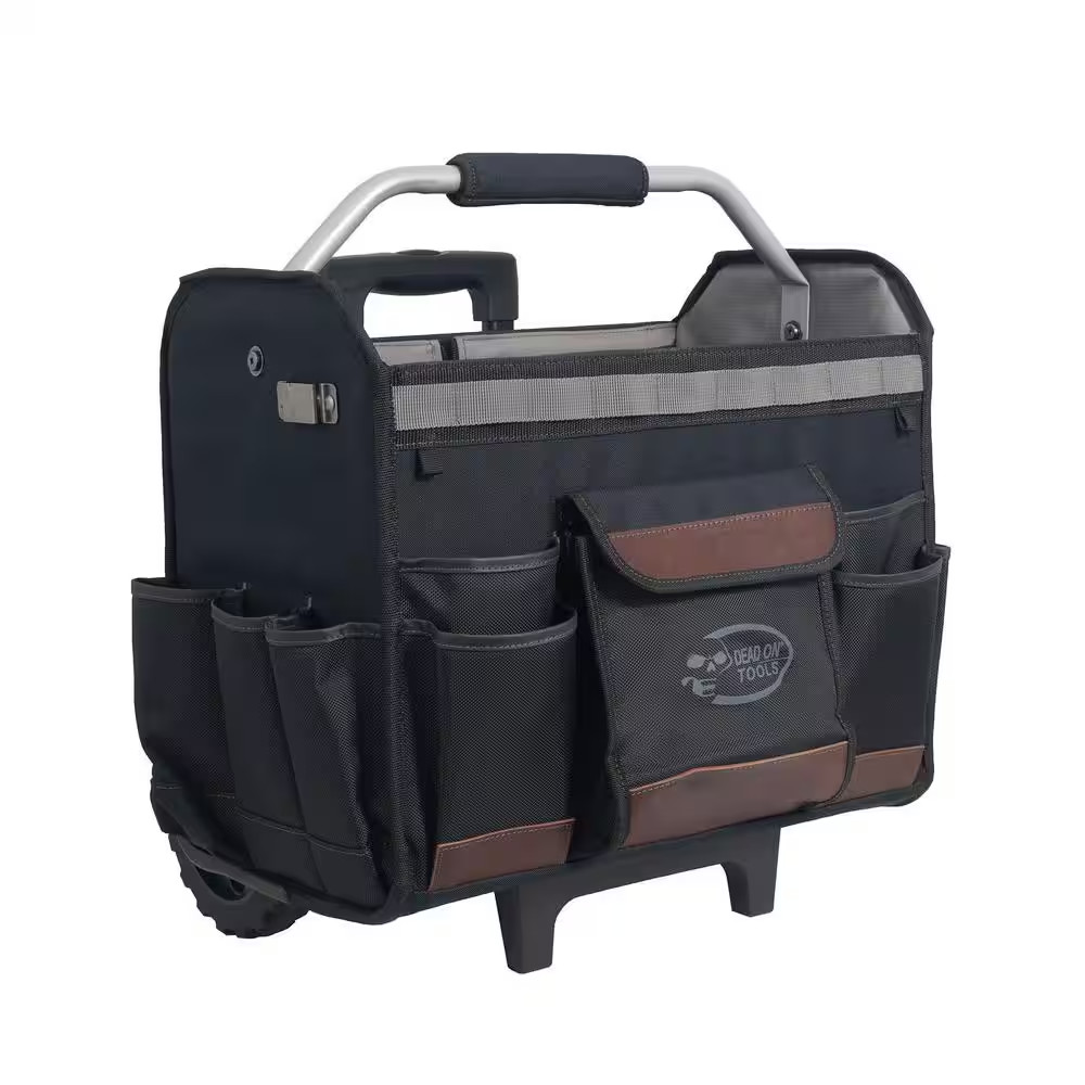 18 In. Rolling Tool Tote Bag with Extended Handle