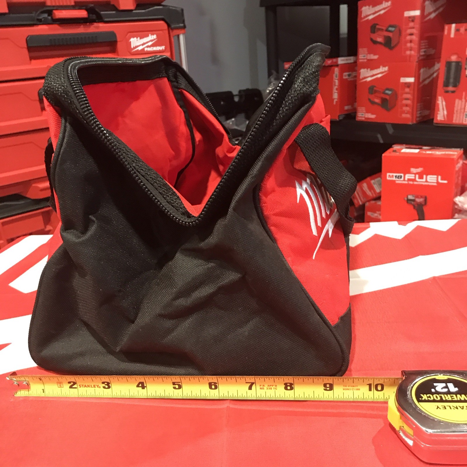 Milwaukee M12 FUEL Medium Tool Bag 13L x 9.5W x 9” Tall. Zippered with Handles
