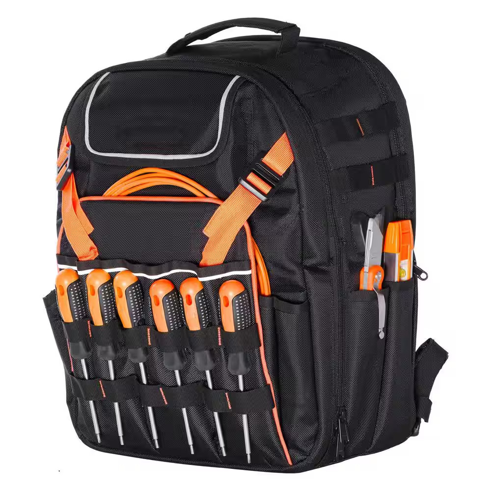 Tool Backpack, 45 Pockets, Heavy-Duty Tools Storage Organizer Work Bags with Lap