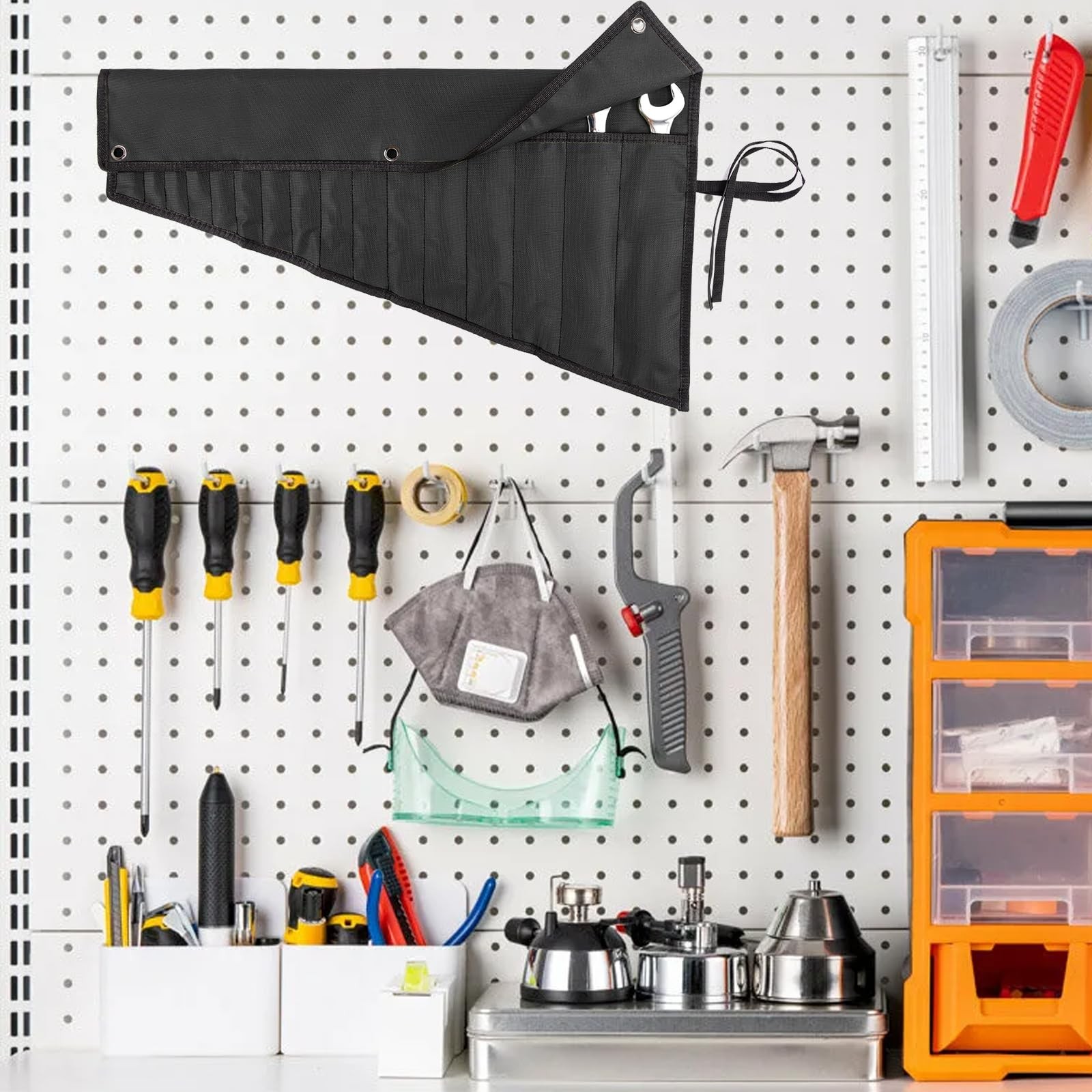 YLZZMDQSZ Wrench Organizer,Tool Roll Pouch – 16-Pocket Waterproof Black