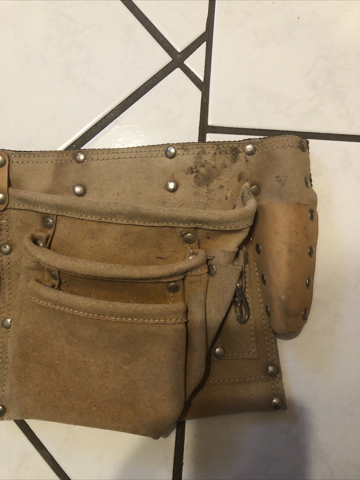 Leather Carpenter Tool Belt Unbranded Heavy Duty USA Made 7 Pockets Adjustable