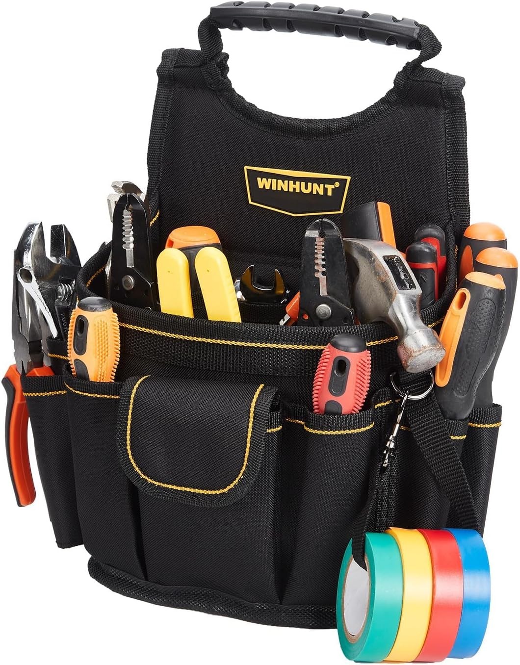 8in Black Oxford Tool Tote Heavy Duty Organizer Multiple Pockets Shoulder Strap