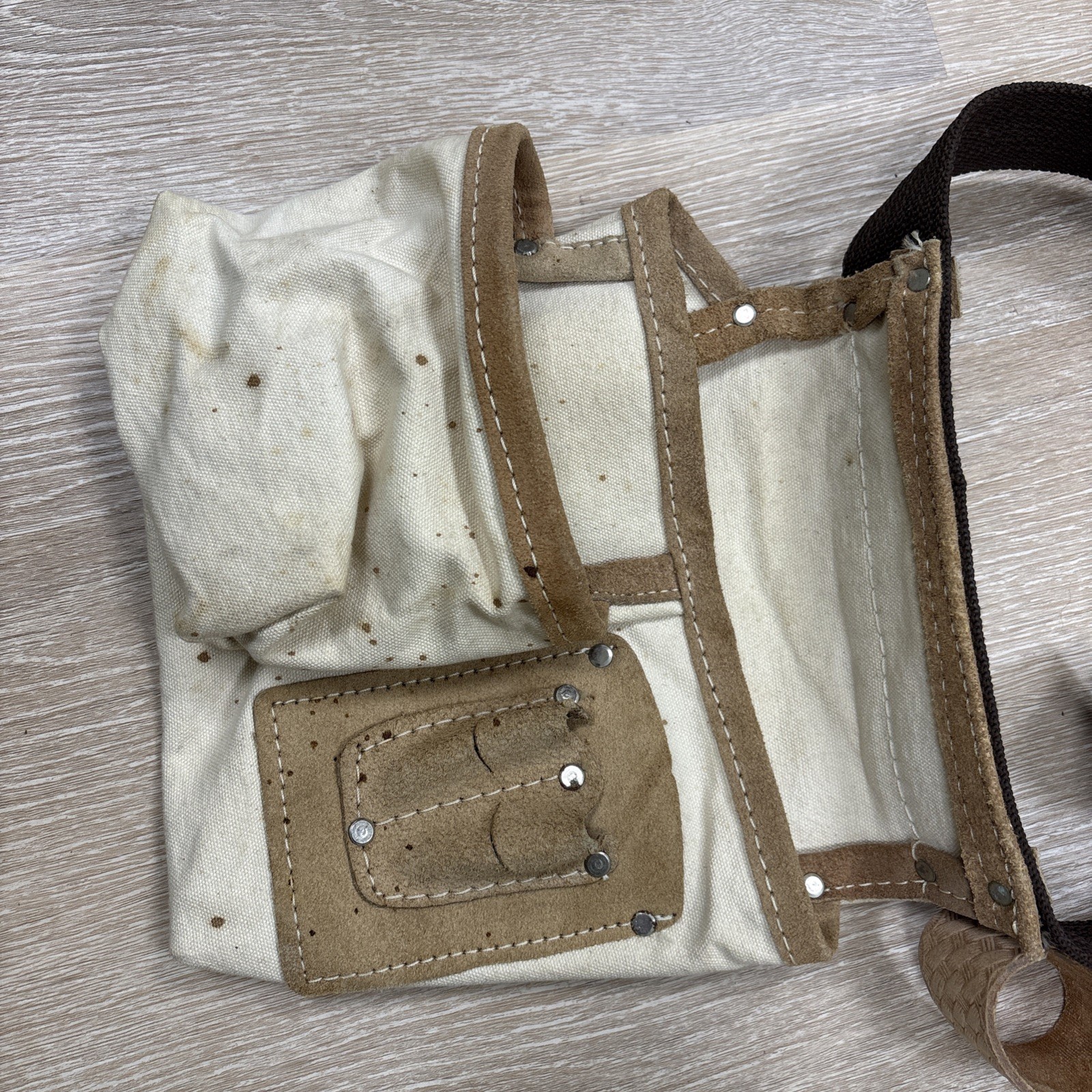 AWP Cotton Canvas & Leather Work Finisher Tool Belt 2 Pouches & 2 Hammer Holders