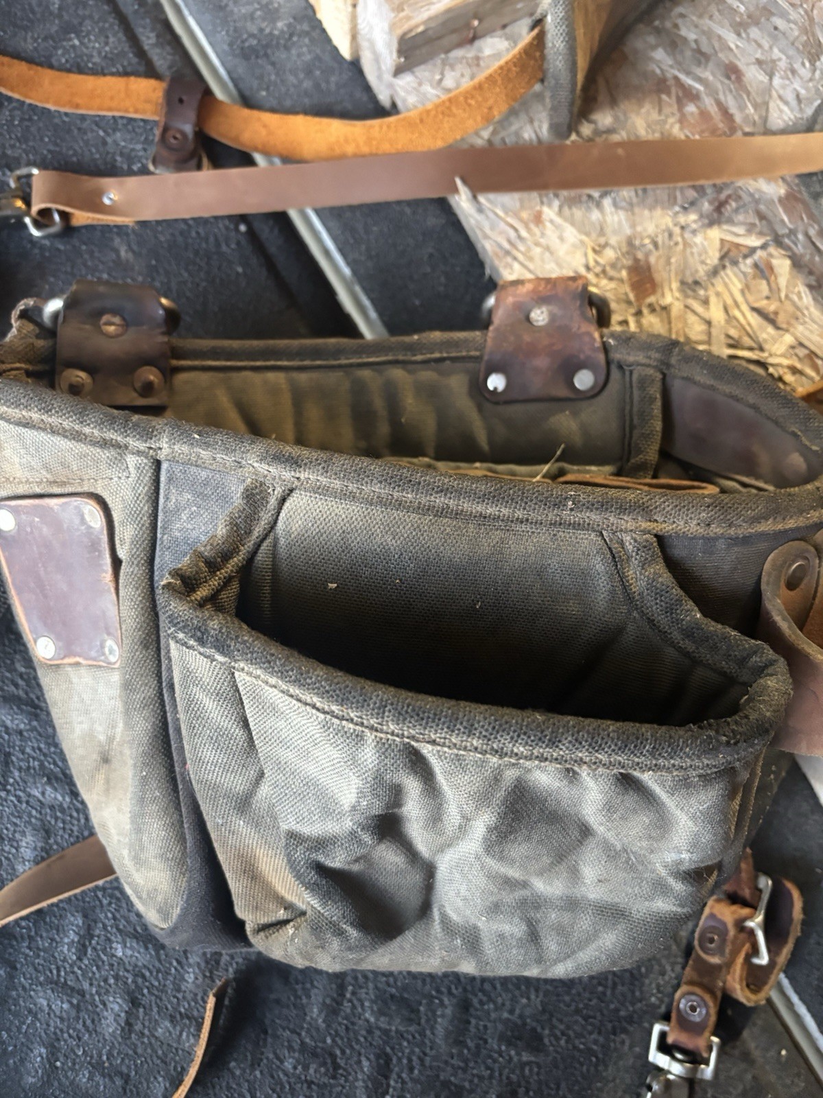 Occidental Leather Canvas/Leather Tool Belt w/ Suspenders new leather straps