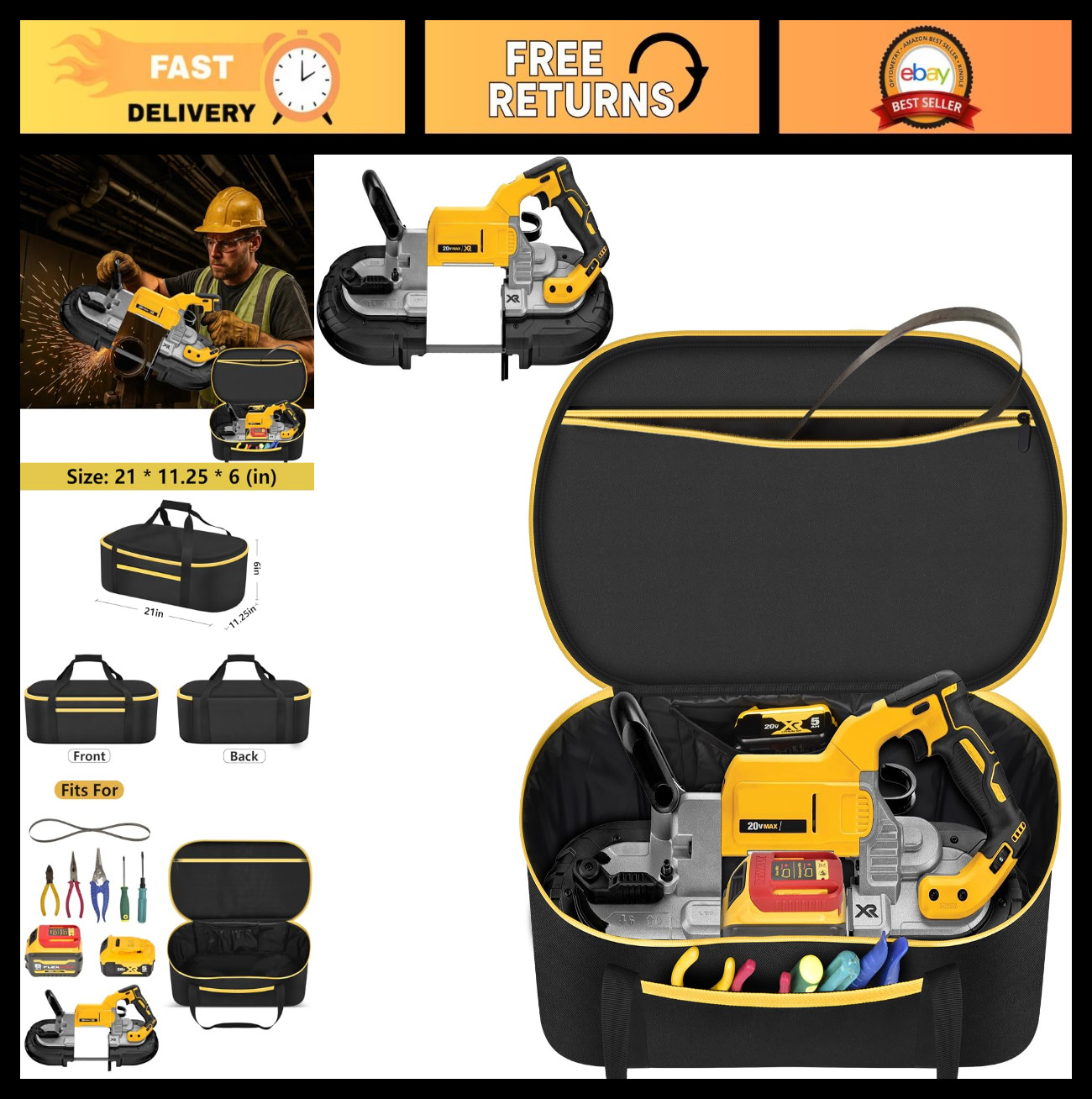 Custom Fit Storage Bag for 20V MAX Band Saw – Organizer with Pockets for Tools,