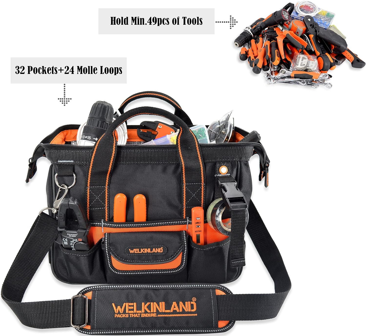 WELKINLAND 13-Inch Small Tool Carrier, Electrician’S Organizer, HVAC Tech’S Bag,