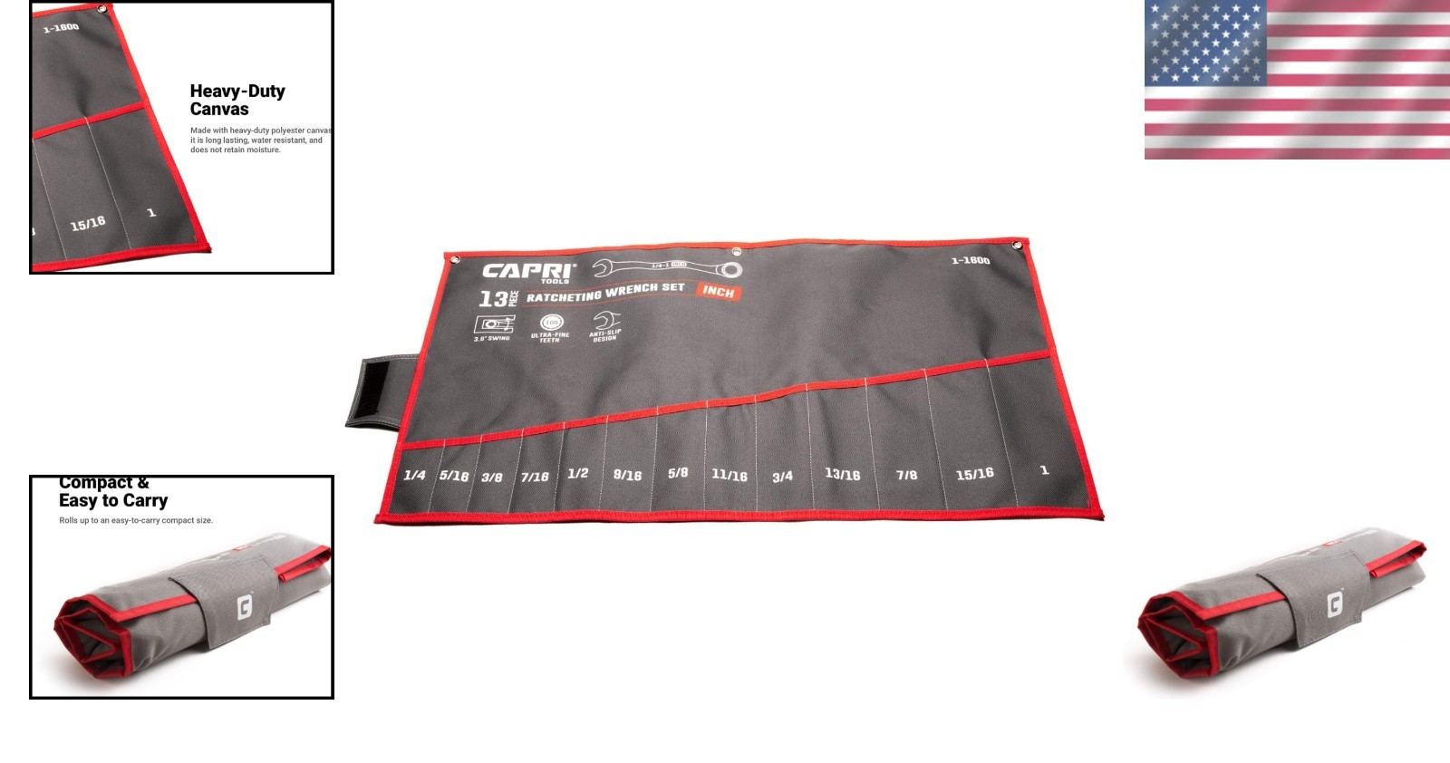 Versatile Grey Wrench Pouch with 13 Size-Marked Pockets – Easy Carry Design