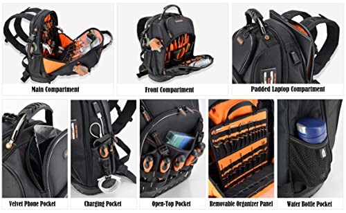 77-Pockets Electricians Tool Backpack, Tool Backpack For Men, HVAC Tools Bag Bac
